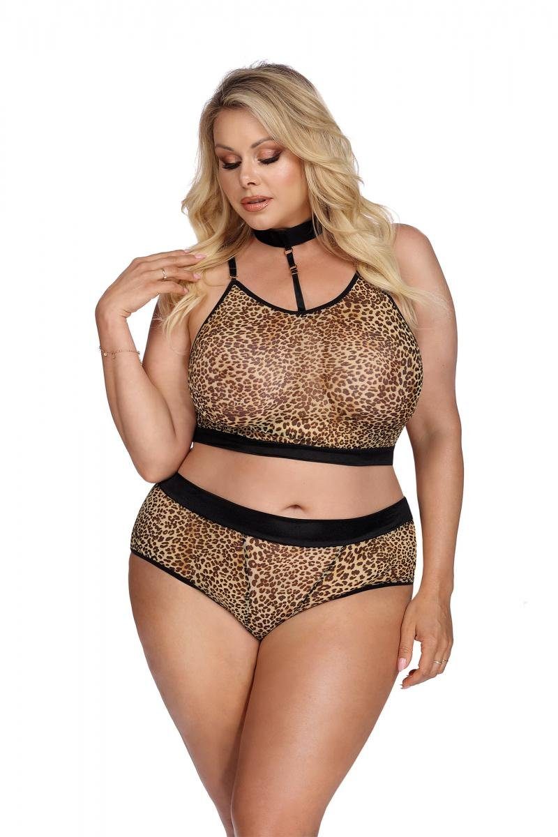 Anais Apparel Size Plus Set: Bügelloser BH 2tlg. Set in leopard/schwarz - XL/2XL