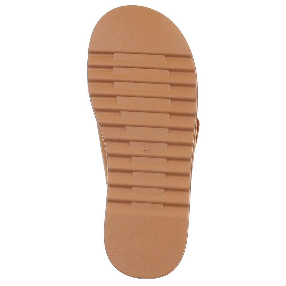 Ital-Design Moderne Plateausandalen mit geflochtenen Riemen für Damen Plateausandaletten (89368500) Flach Plateausandaletten in Camel