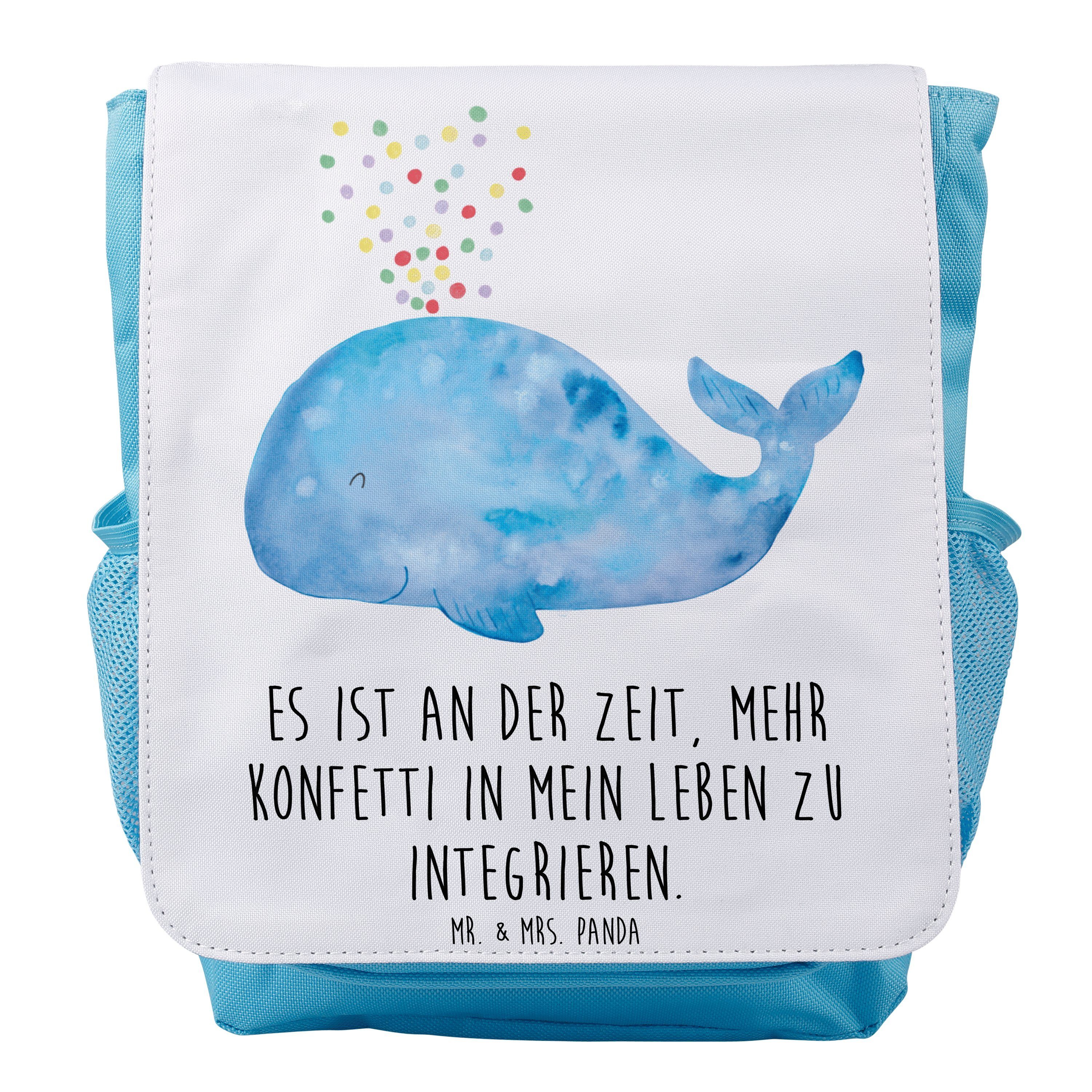 Mr. & Mrs. Panda Kinderrucksack Jungen Wal Konfetti - Weiß - Geschenk, Meerestiere, Abnehmen, Rucksac