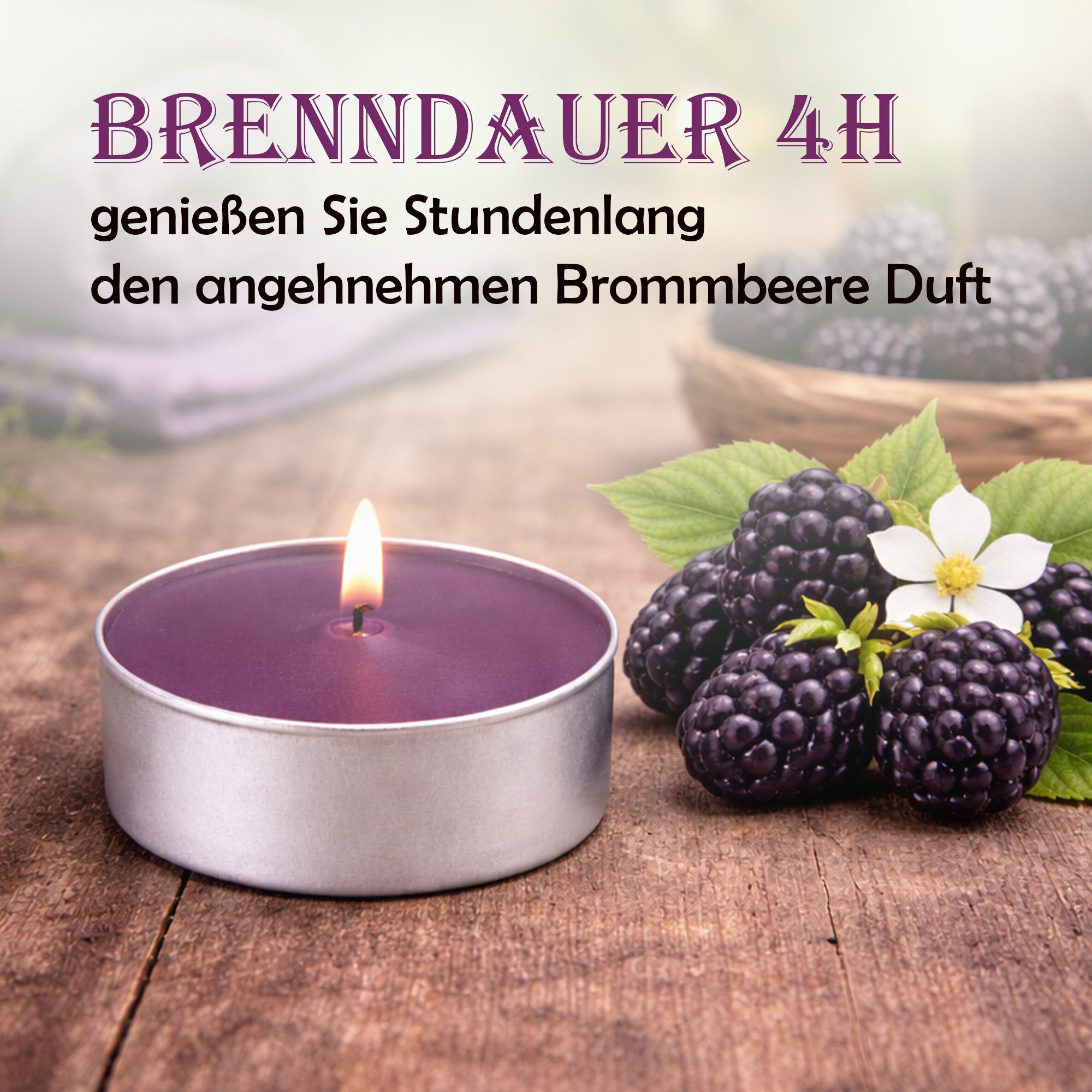 HS Candle Teelicht Duftkerze 4 Stunden Brenndauer (18-tlg), Teelicht Kerzen aus Wachs, Ø4 cm, Made in EU, Indoor & Outdoor