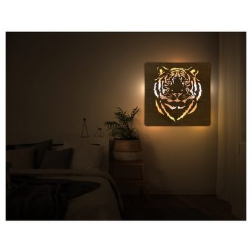 WohndesignPlus LED-Bild LED-Wandbild "Tiger" 62cm x 62cm mit 230V, Tiere, DIMMBAR! Viele Größen und verschiedene Dekore sind möglich.