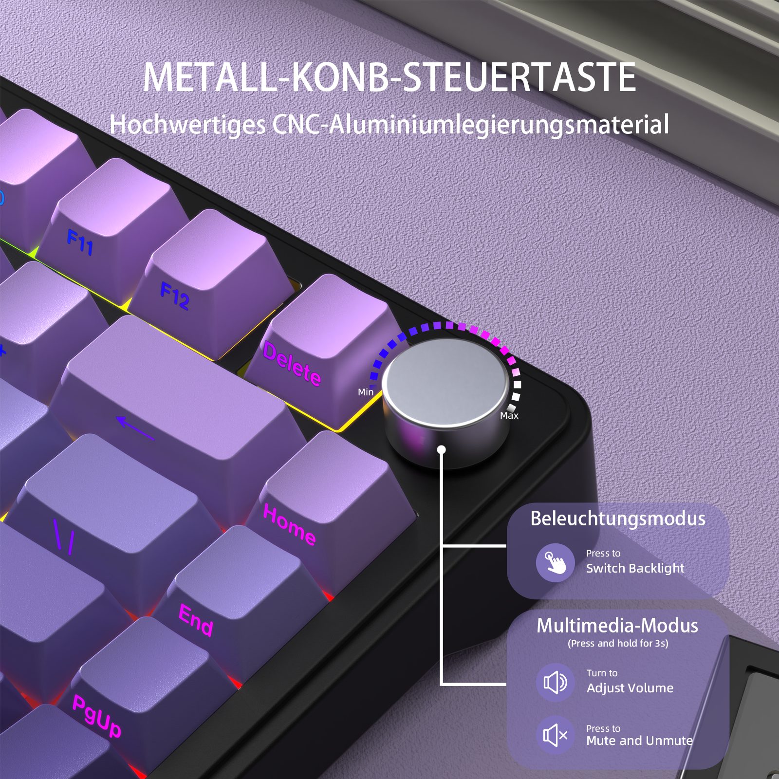 ATTACK SHARK ATTACK SHARK X85 Tri-Mode Gasket Mechanische Tastatur mit Knopf Gaming-Tastatur