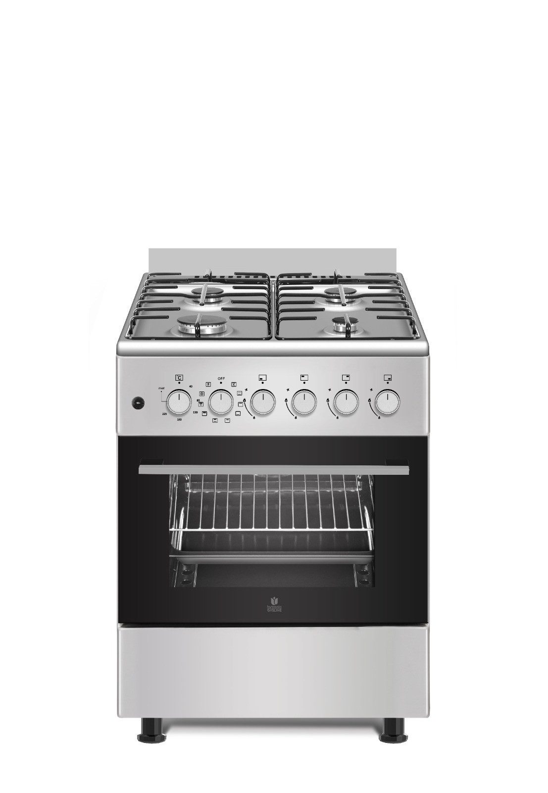 Gasline Elektro-Standherd Gasline Standherd SHGE6060FGIX mit Elektrobackofen Gaskochfeld 60 cm