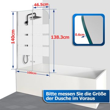 Clanmacy Badewannenaufsatz Badewannenaufsatz Faltwand Duschwand Alu 2-3 teilig Breite 100-120cm