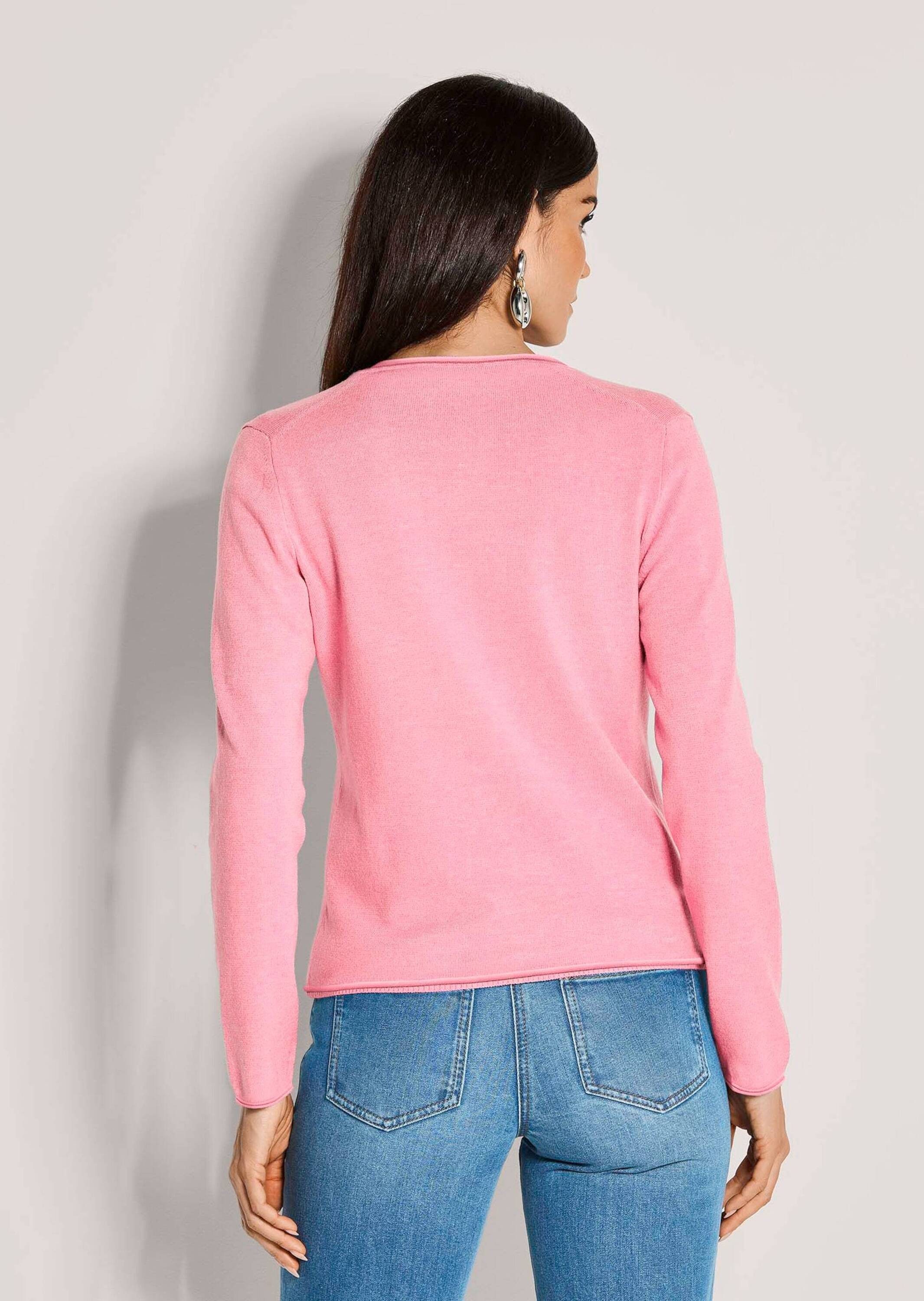 MADELEINE Strickpullover Basic Strickjacke mit Halbarmpullover Langarm Strickjacke mit Feinstrickpullover, Set, Modal