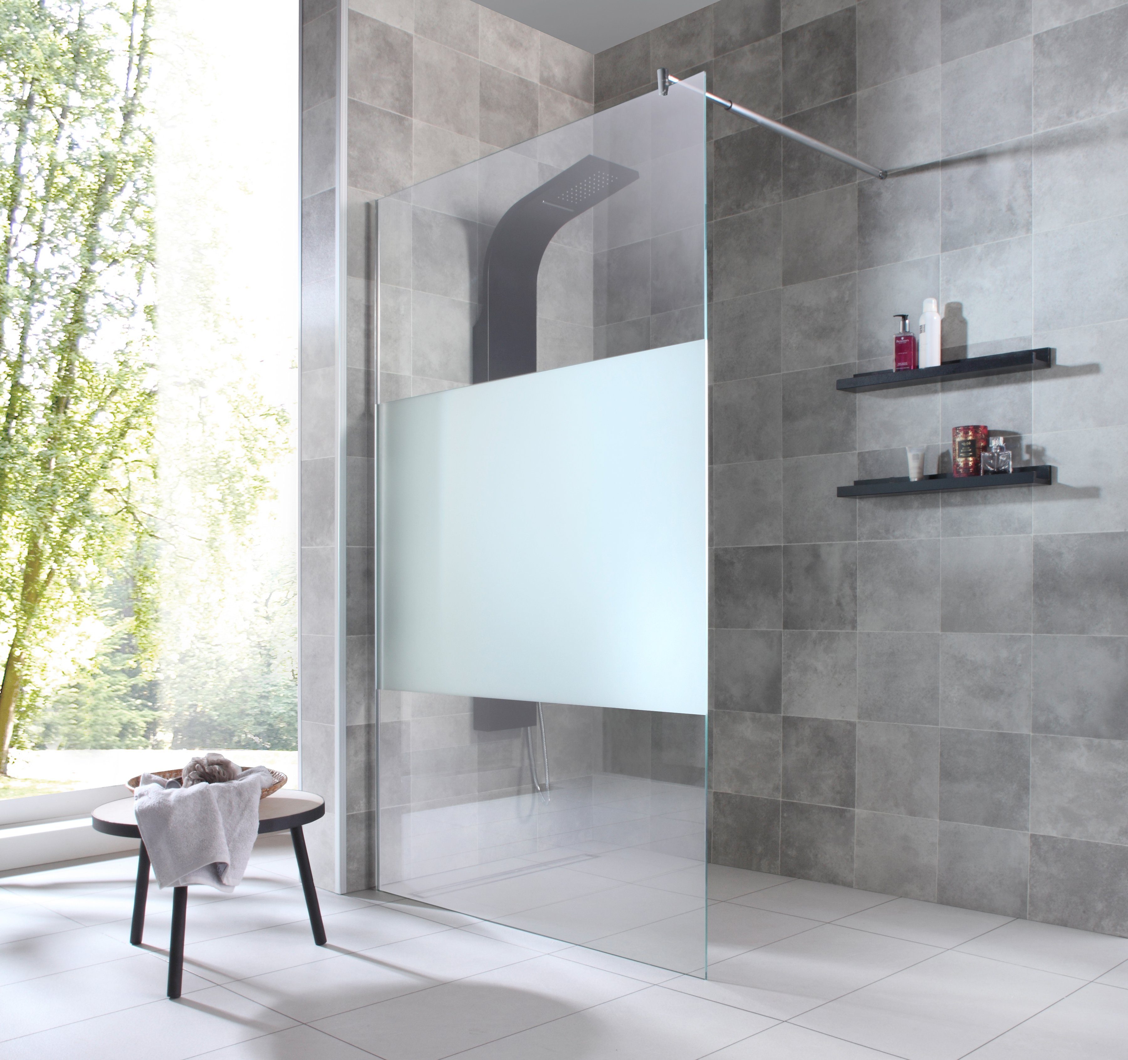 welltime Duschwand »Duschabtrennung«, Einscheibensicherheitsglas, Walk-In  in der Breite 120 cm, Glaswand mit Dekor