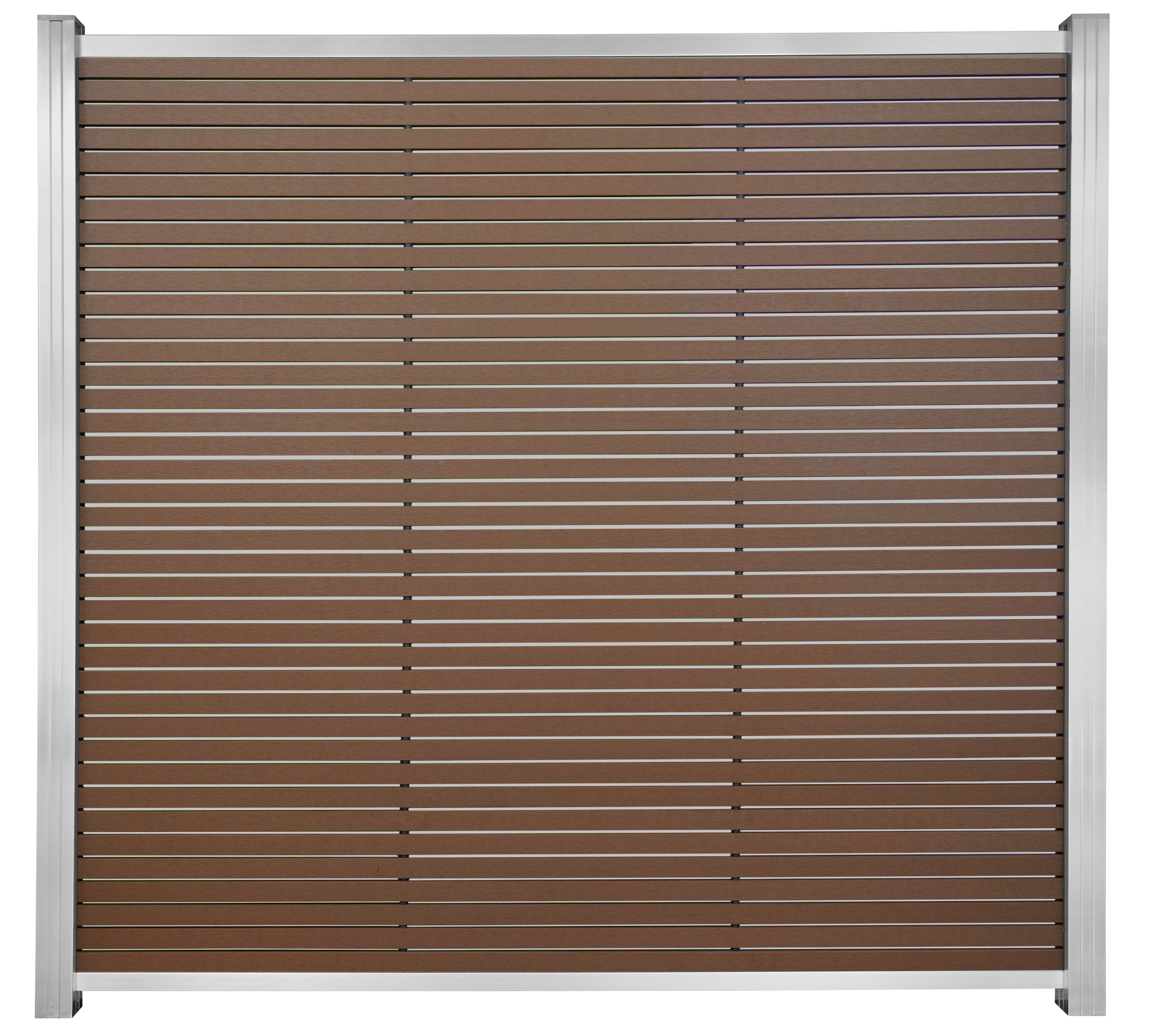 GartenLand Zaun WPC Steckzaunsystem Air Gap ca. 180x180 cm, (Set, Ohne Pfosten), Schokobraun / Alu Silber