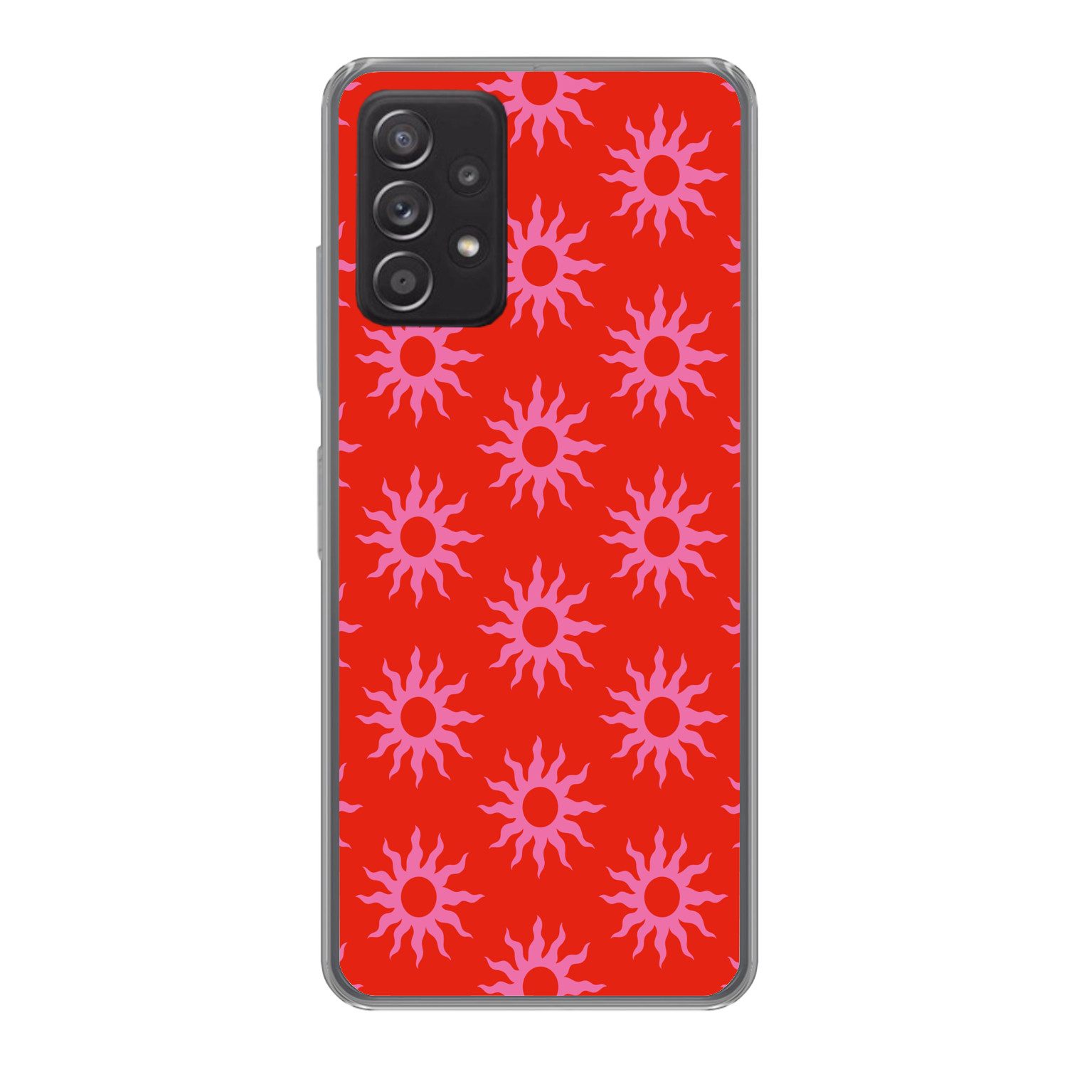 MuchoWow Handyhülle für Samsung Galaxy A53 5G Sonnen - Rot - Rosa - Muster - Sommer, Phone Case, Silikon, Schutzhülle Dünn