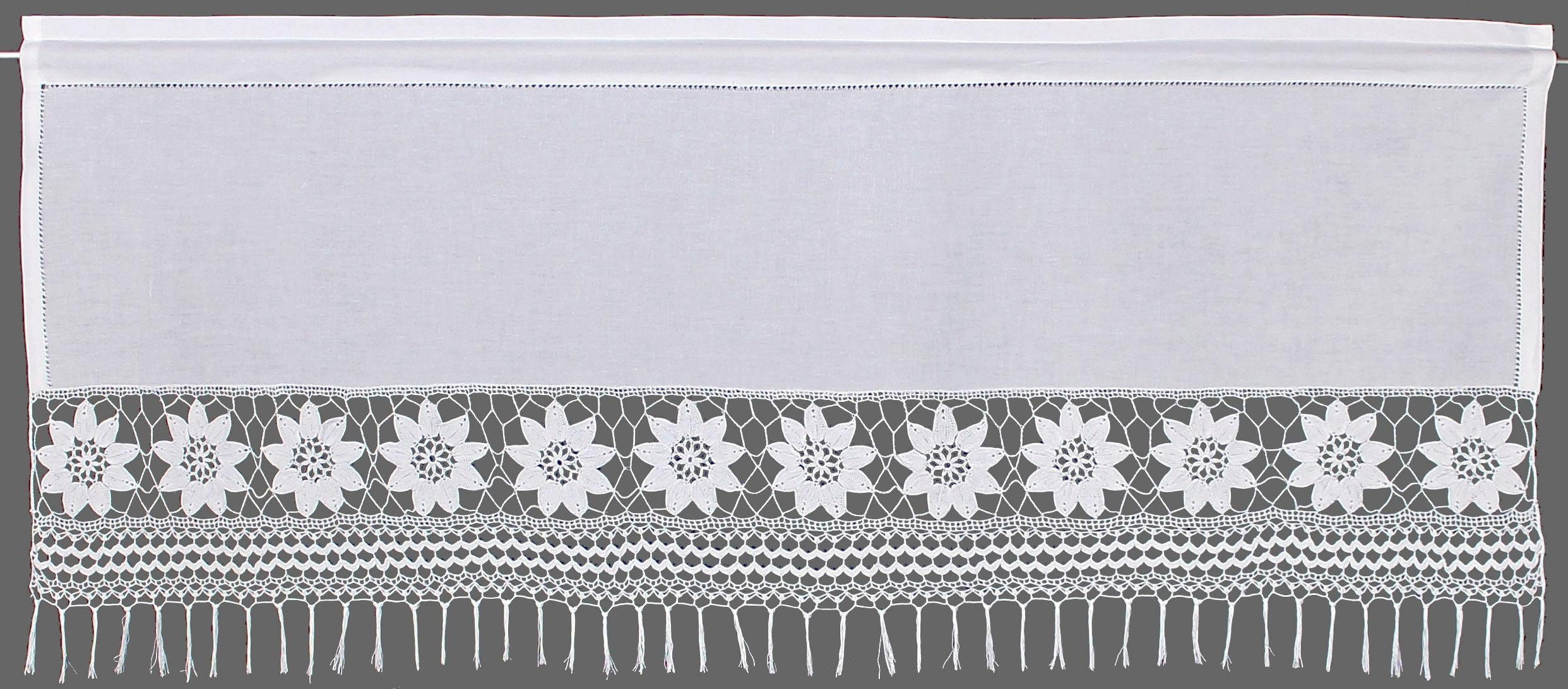 HOSSNER - ART OF HOME DECO Querbehang Zugspitze (1 St), Stangendurchzug, halbtransparent, Häkelspitze - ECHTE Handarbeit