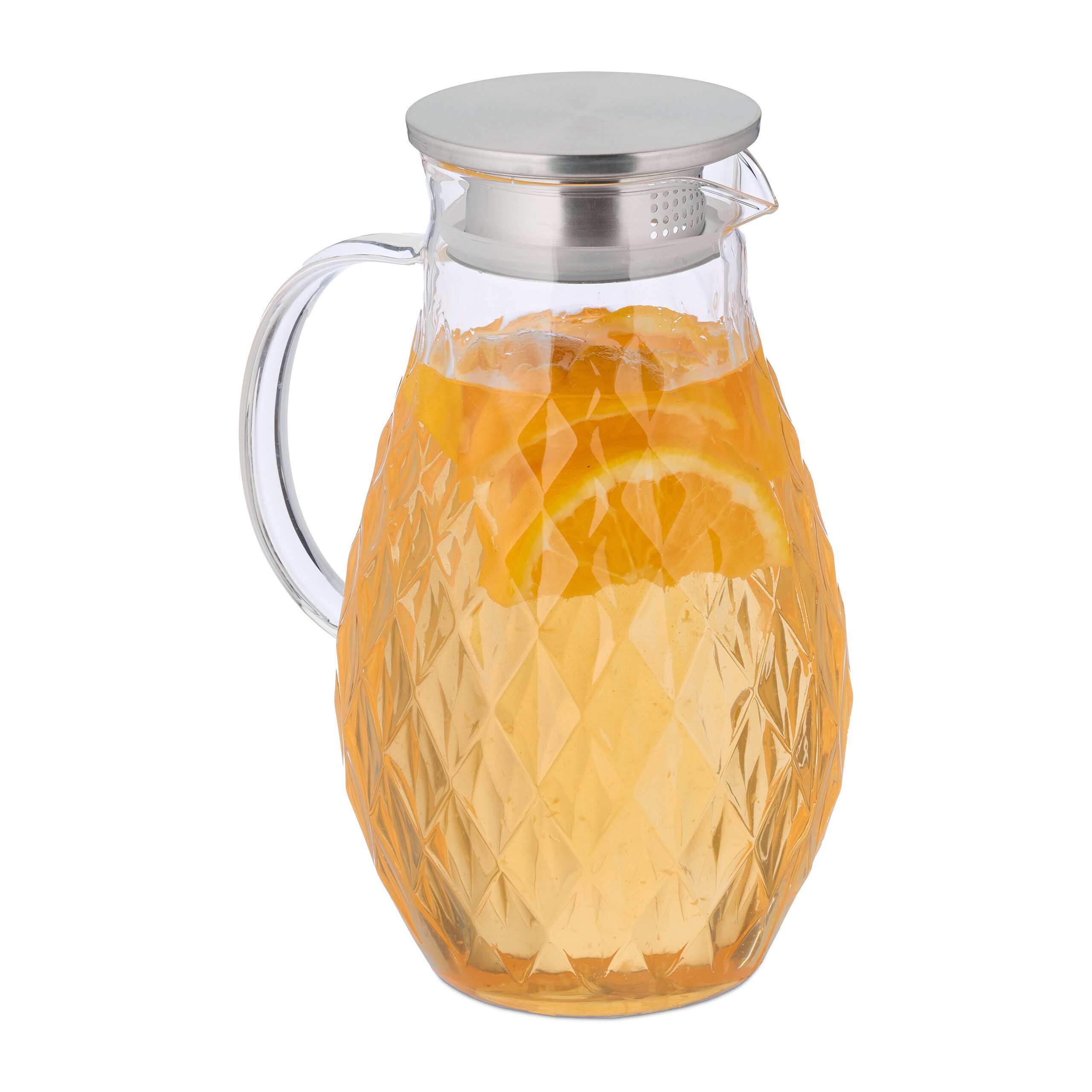 relaxdays Karaffe Glaskaraffe mit Deckel 2 Liter, (1-tlg)