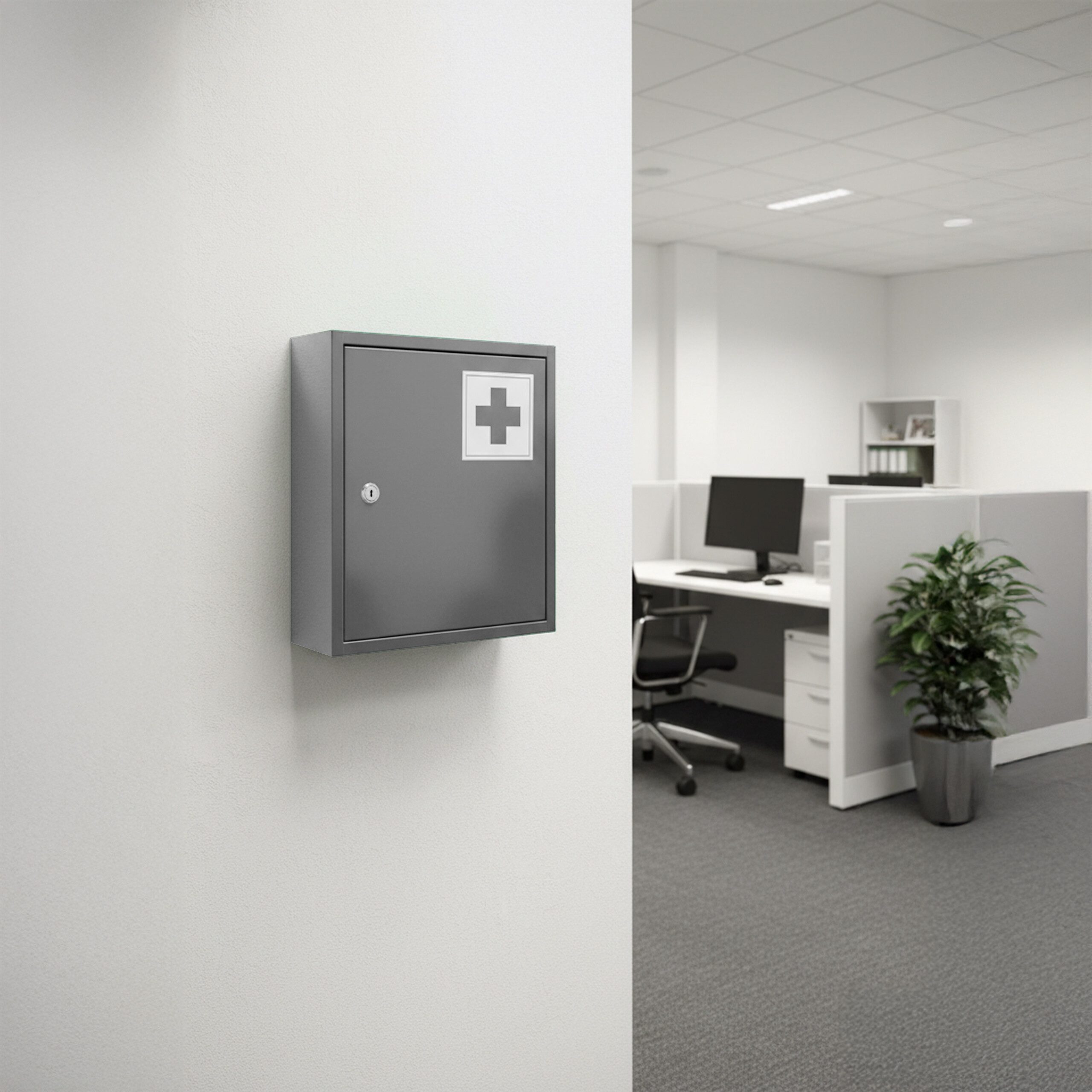 relaxdays Medizinschrank Abschließbarer Medizinschrank mit Kreuz grau günstig online kaufen