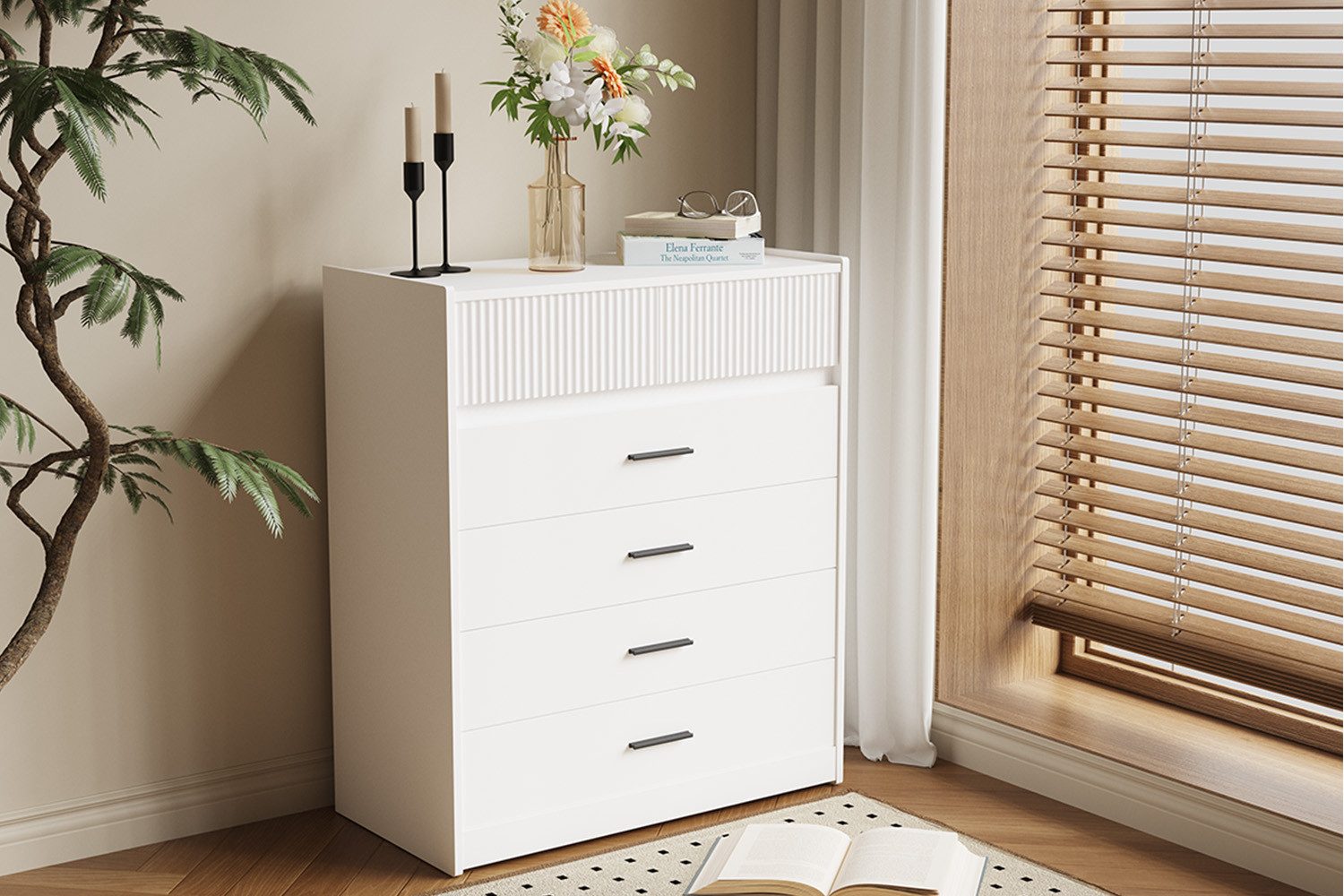 HOMAVO Kommode DG1 mit 6 Schubladen für Wohnzimmer Schlafzimmer modern & geräumig, FSC®, viel Stauraum, pflegeleicht-74 × 40 × 90 cm (B × T × H)