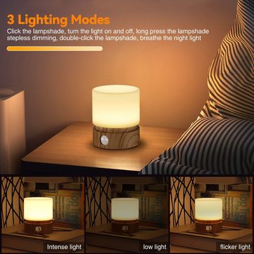 BlingBin LED Nachtlicht Nachttischlampe Dimmbar LED Nachtlicht 1200mAh USB-Aufladung, Tragbare, LED fest integriert, Warmes Licht, einstellbarer, 3 Warmes Licht