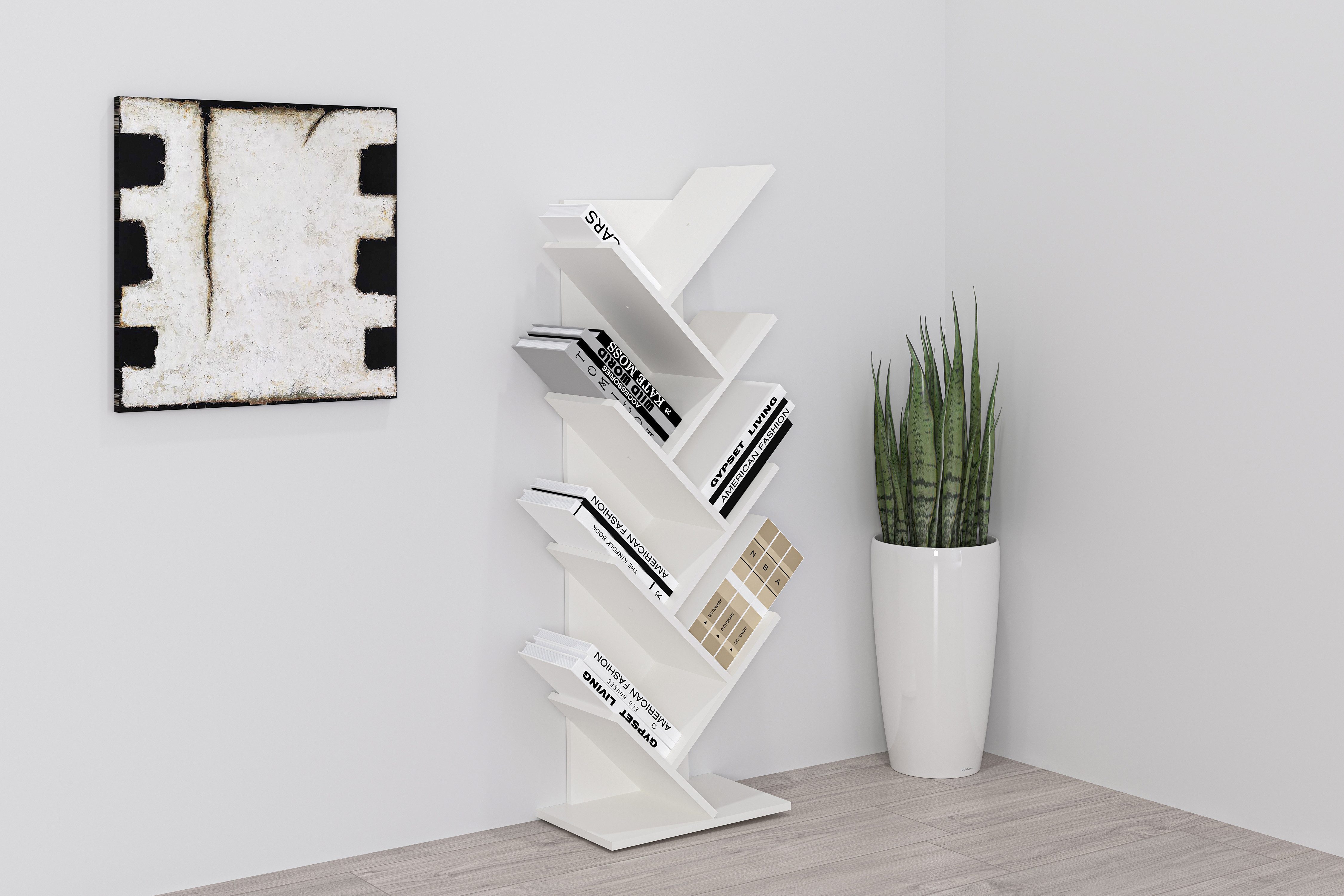 FMD Wandregal Büchen 1, Regal, Buchständer, Aufbewahrungsmöglichkeit, 125 cm hoch