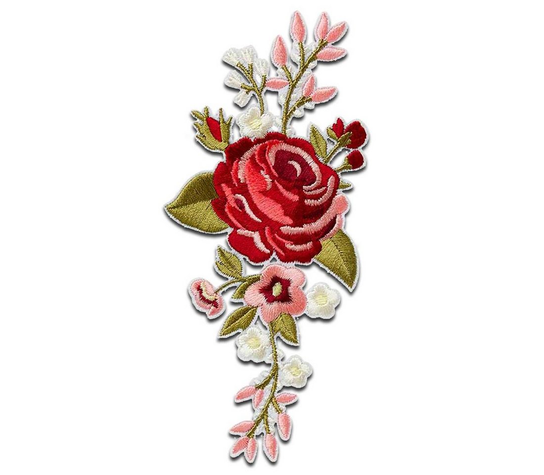 Mono-Quick Aufnäher Bügelbild, Aufbügler, Applikationen, Patches, Flicken, zum aufbügeln, Polyester, Blume Blütenranke - Größe: 17,5 x 11 cm