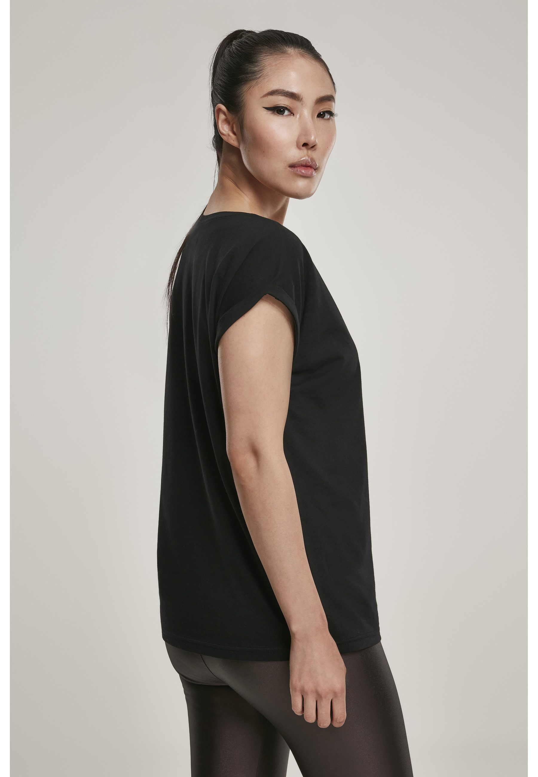 URBAN CLASSICS Kurzarmshirt Urban Classics Damen Ladies Organic Extended Shoulder Tee (1-tlg)
