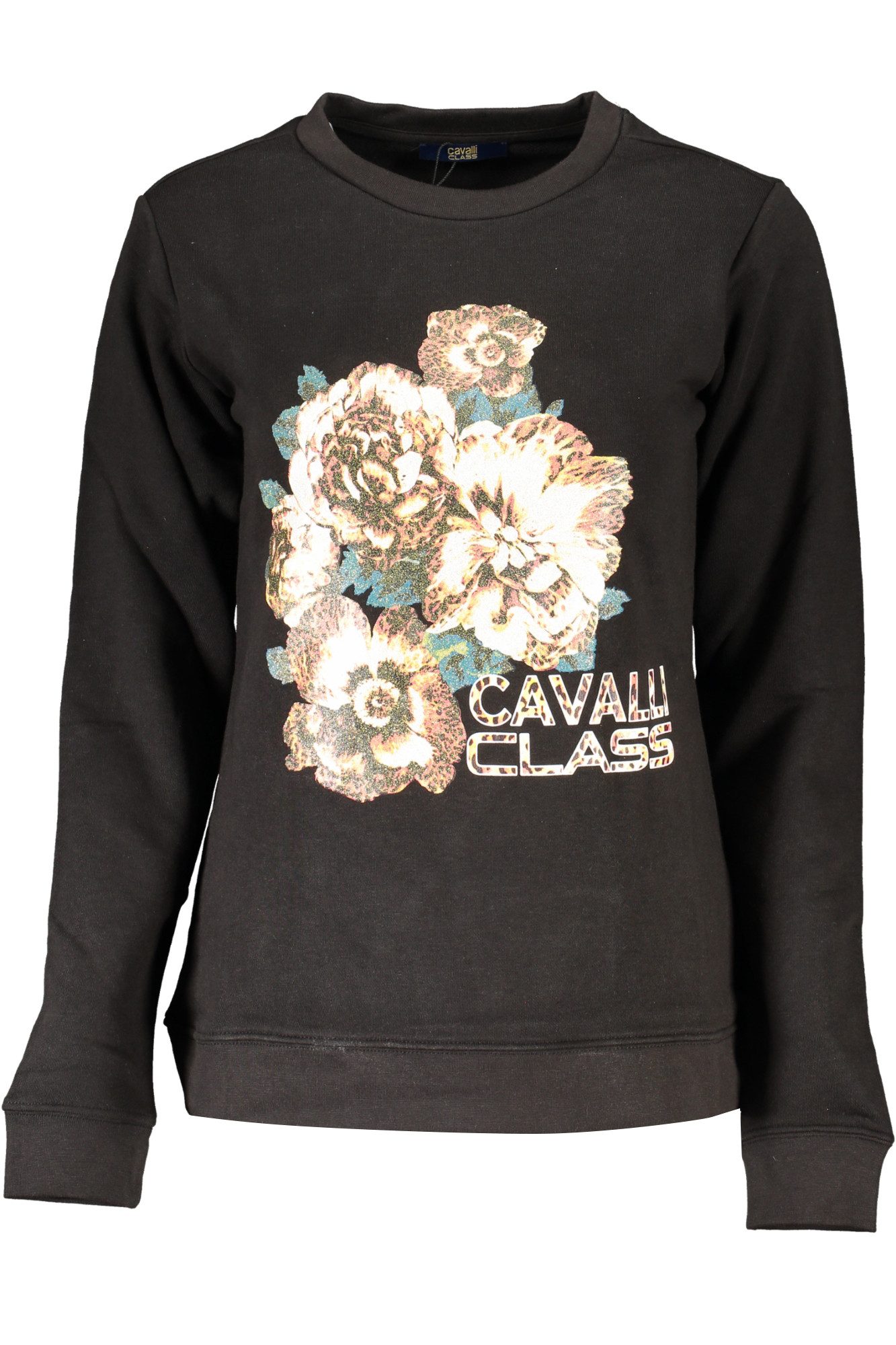 Cavalli Class Sweatshirt Stilvoller Damenpullover: Schwarz, Rundhals