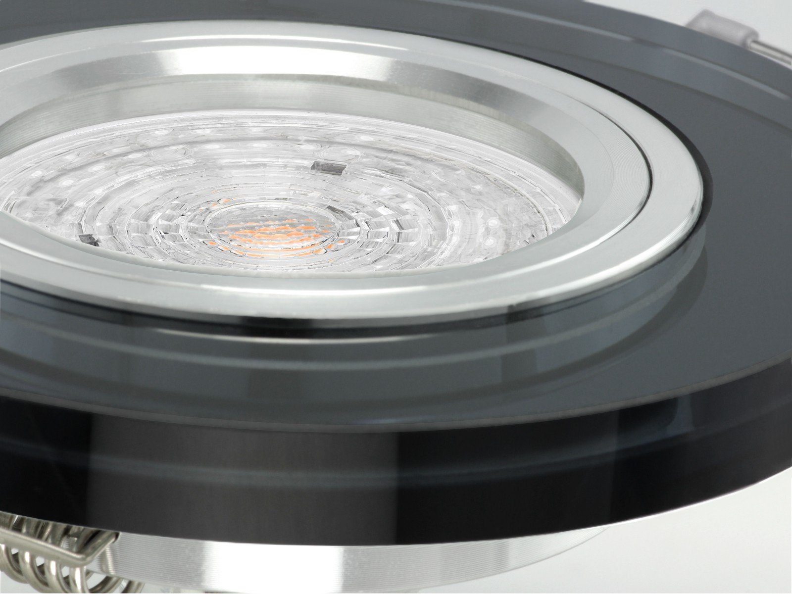 SSC-LUXon LED Einbaustrahler Glas LED-Einbauleuchte Neutralweiß rund, schwarz spiegelnd, neutralweiss, 4,9W