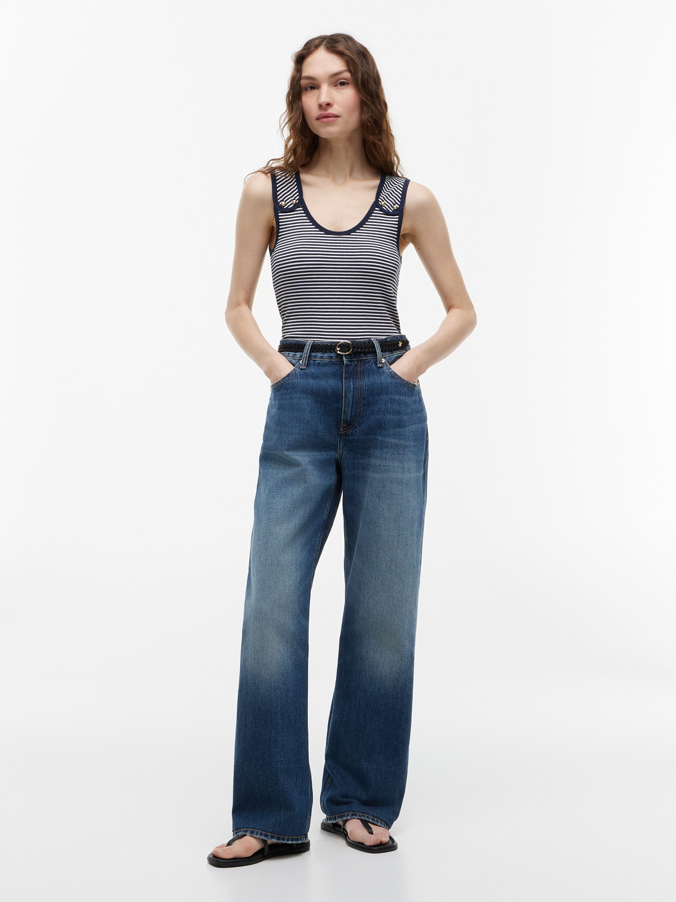 Tommy Hilfiger Tanktop GOLD BUTTON U-NK TANK Viskosemischung, goldfarbene Knöpfe – Bild 4 von 5