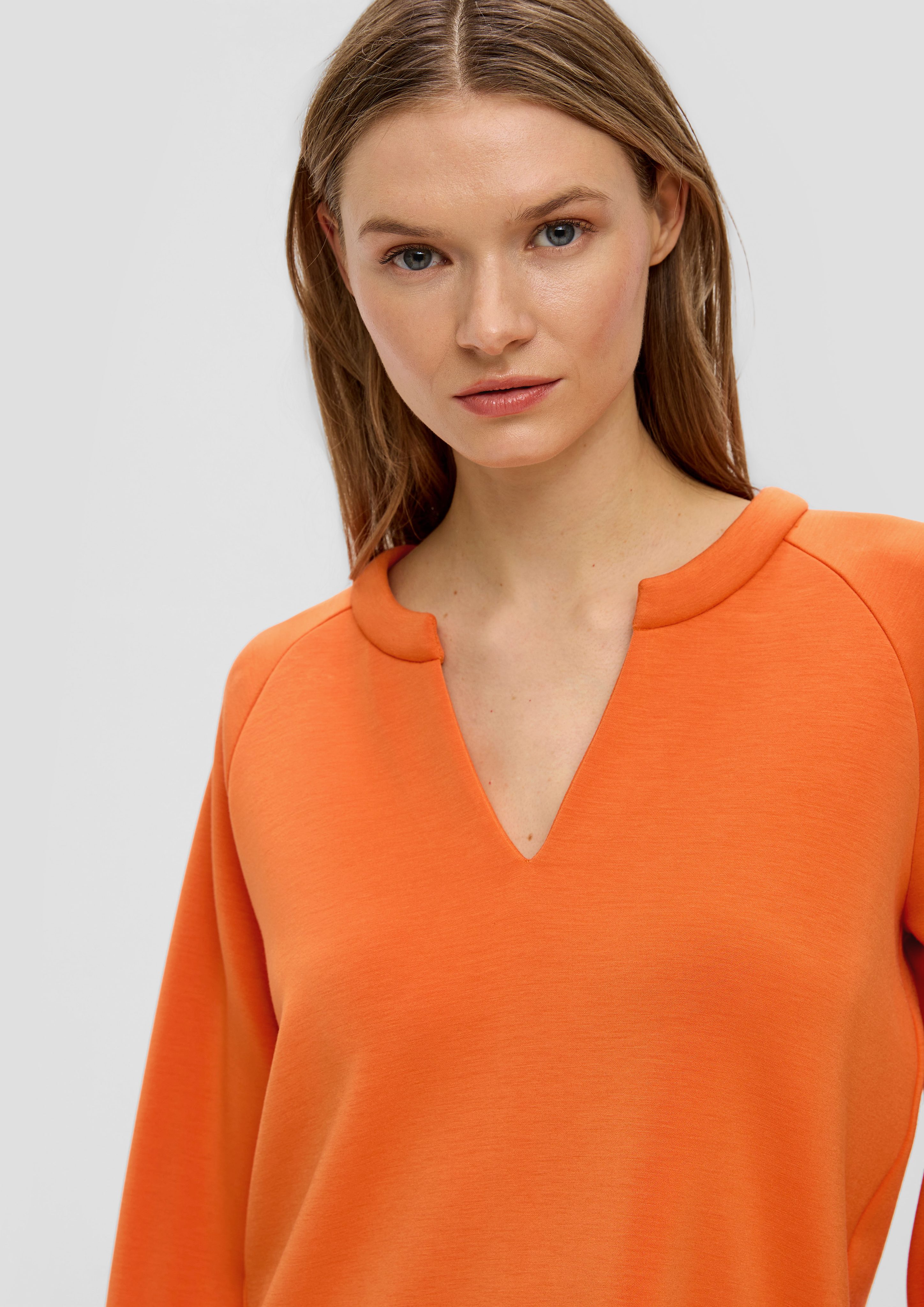 Sweatshirt mit Tunikaausschnitt LABEL s.Oliver BLACK Sweatshirt orange