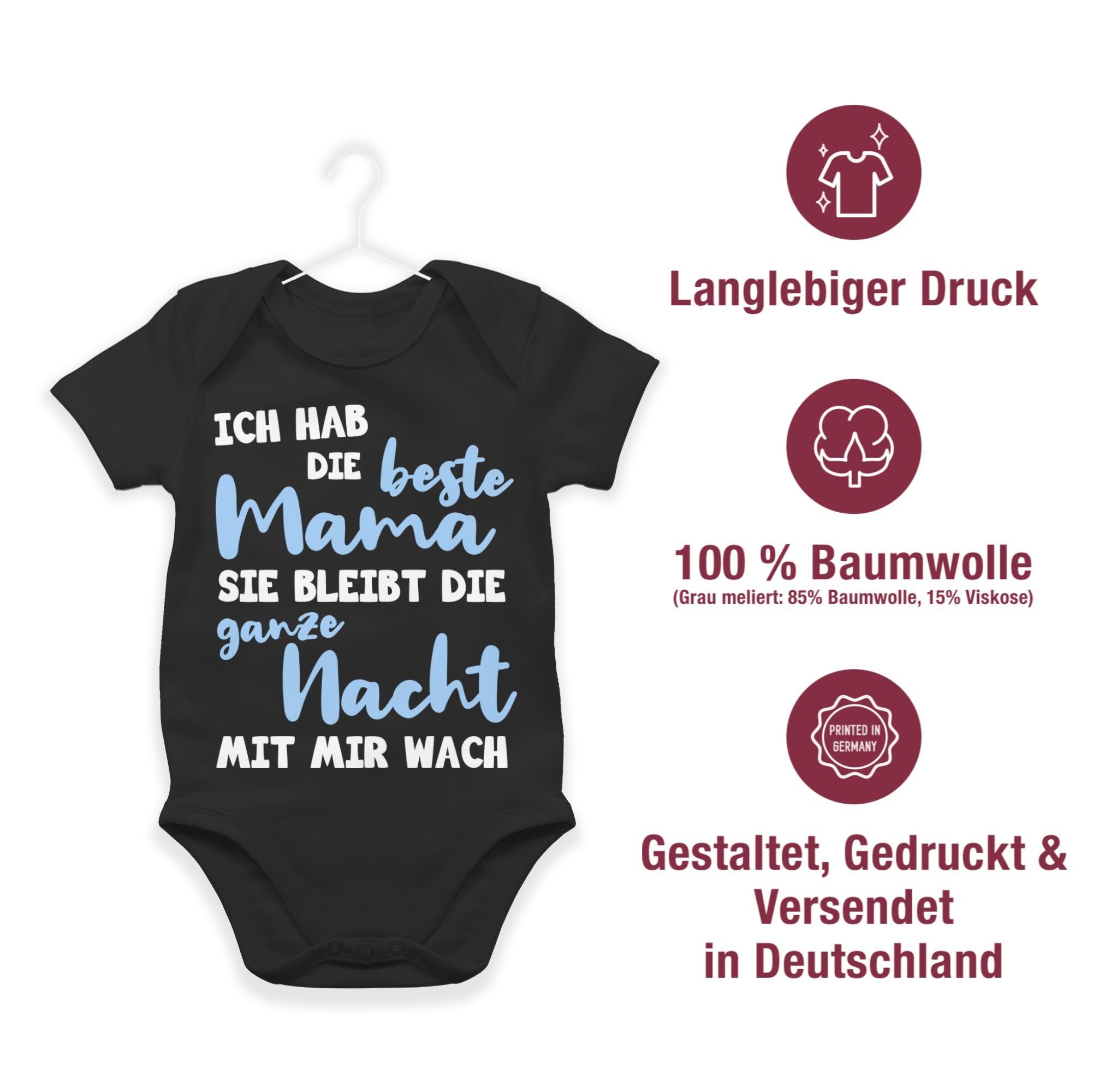 Nacht Shirtracer (1-tlg) Muttertagsgeschenk hab Mama beste ganze die wach Schwarz Shirtbody Ich - 2