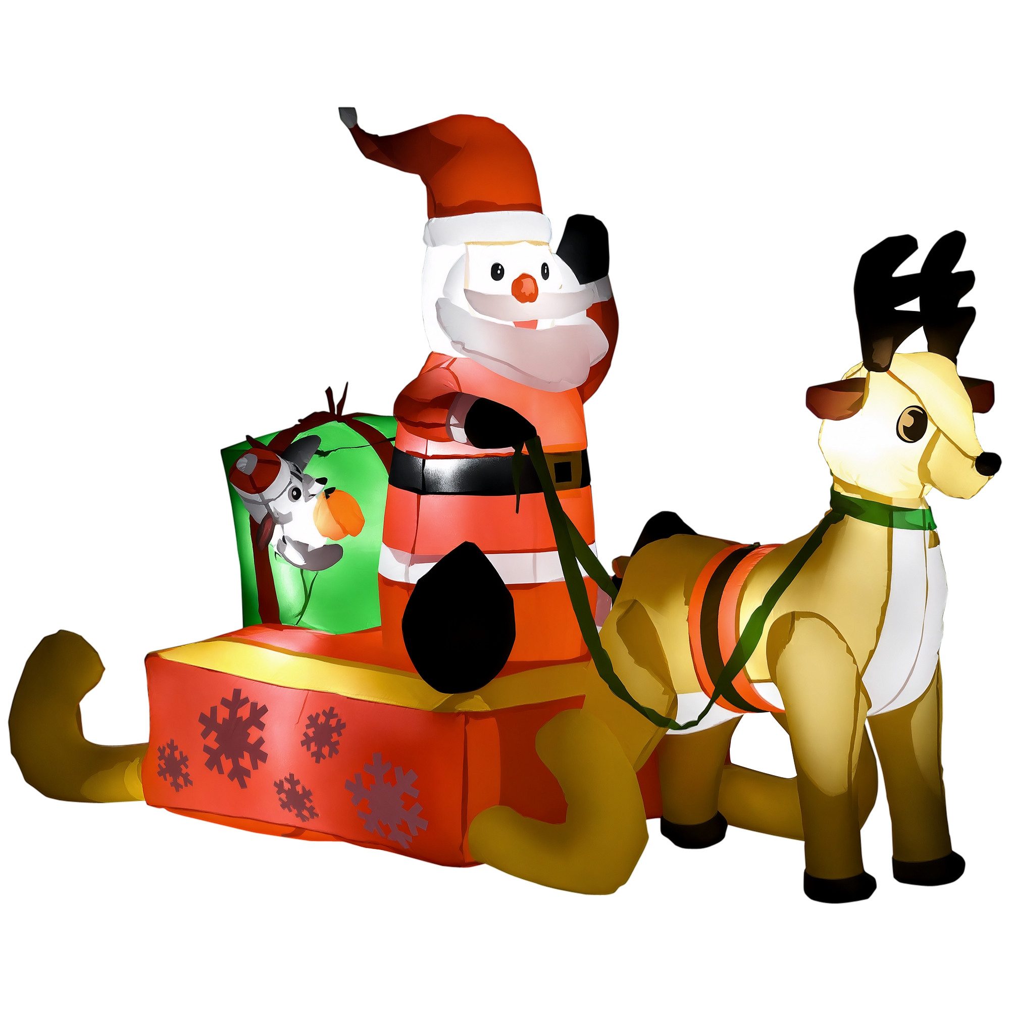 HOMCOM Weihnachtsfigur 1,22 m, mit LED-Beleuchtung (Selbstaufblasende Weihnachtsbeleuchtung, 1 St., Aufblasbarer Weihnachtsdeko), für Innen- und Außenbereich