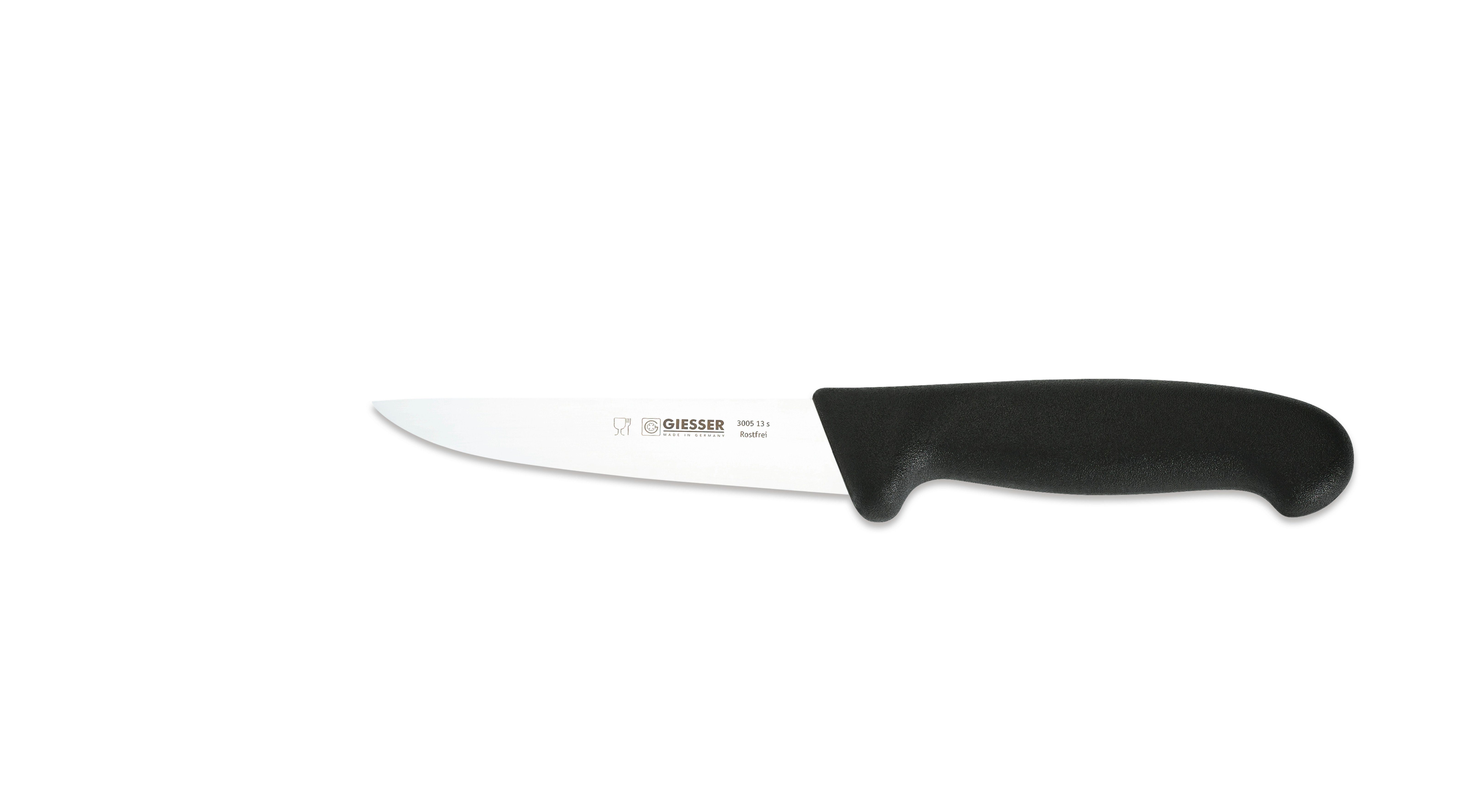 Giesser Messer Ausbeinmesser Stechmesser 3005 13-30, starke, gerade Klinge, Ideal für Fleischer Schwarz