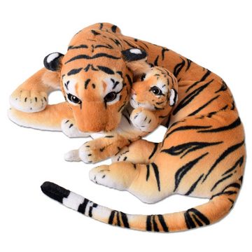 Kuscheltier Tiger Deko Plüschtier mit Tigerbaby Stofftier 60cm