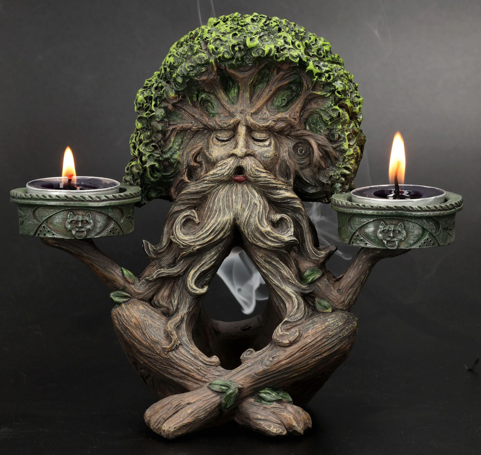 Figuren Shop GmbH Teelichthalter Baumwesen Statue – Ent Figur Räucherhalter Teelicht Sammlerfigur 17 cm