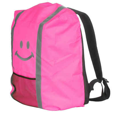 EAZY CASE Rucksack-Regenschutz Reflektor-Überzug Schutzhülle Smiley, Reflektierender Regenüberzug für Rucksäcke wasserabweisend Smiley Pink