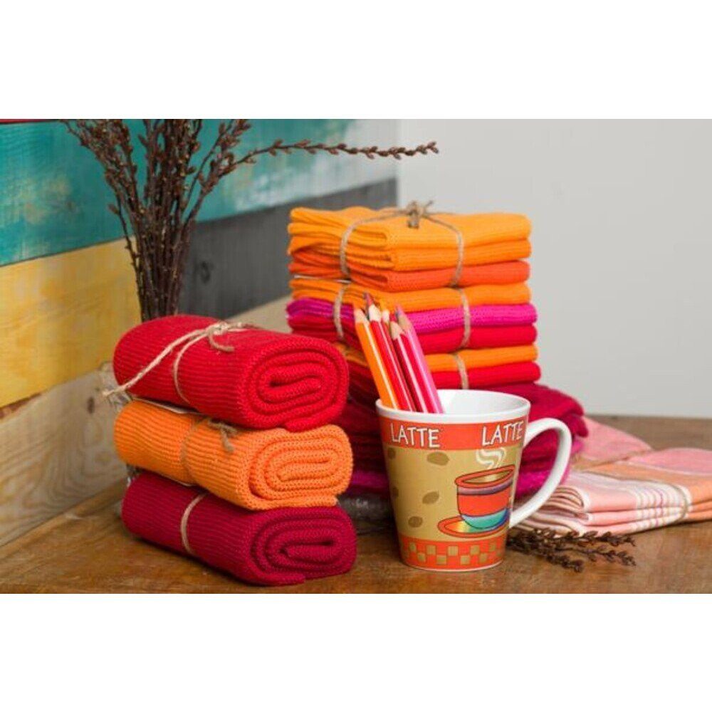 Solwang Spültuch Wischtücher 3er-Pack rot kombi, (Set, 3-tlg), Wischtücher, 3-tlg., 25,00cm, Bio-Baumwolle, rot