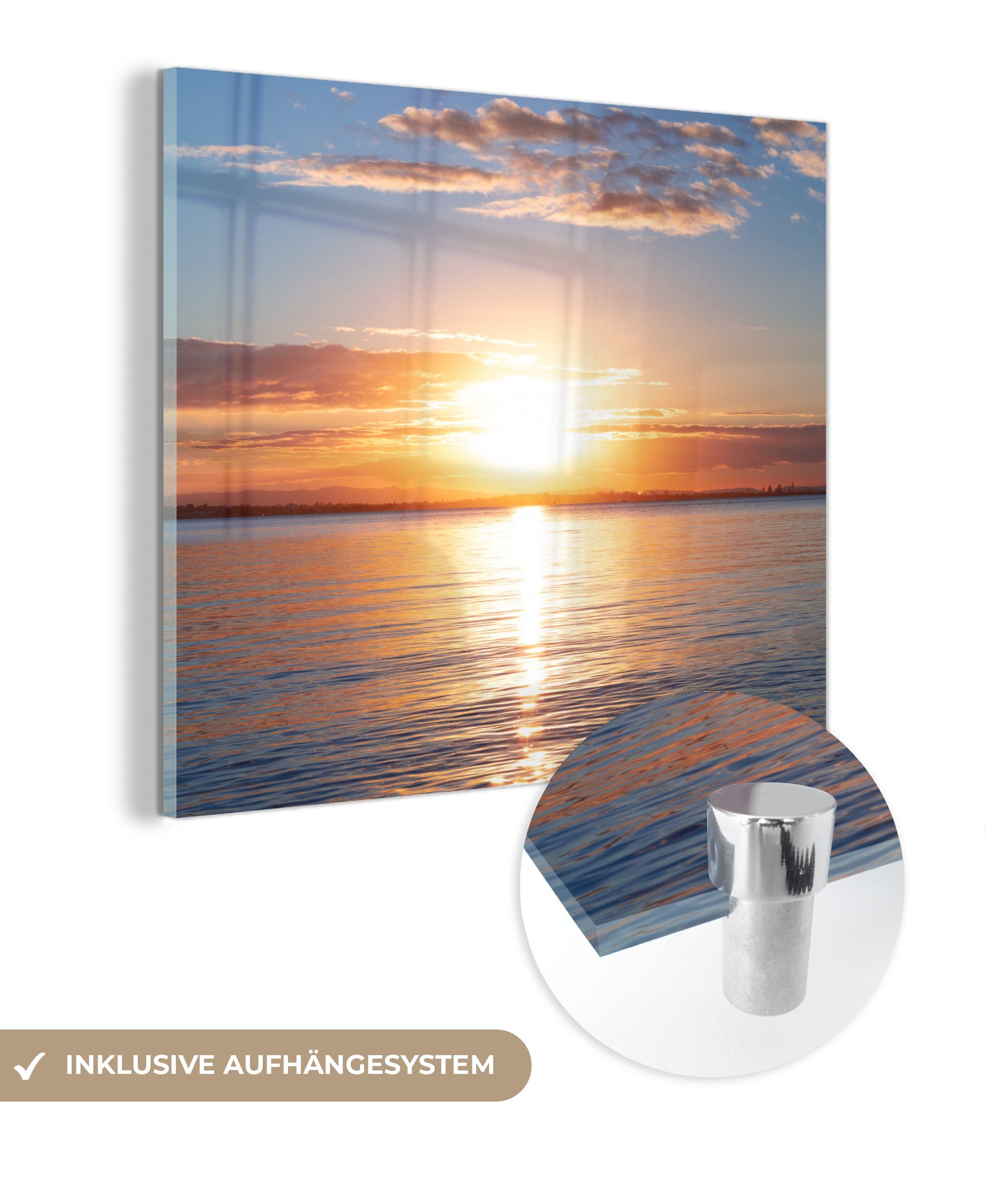 MuchoWow Acrylglasbild Meer - Sonne - Farben, (1 St), Glasbilder - Bilder auf Glas Wandbild - Foto auf Glas - Wanddekoration