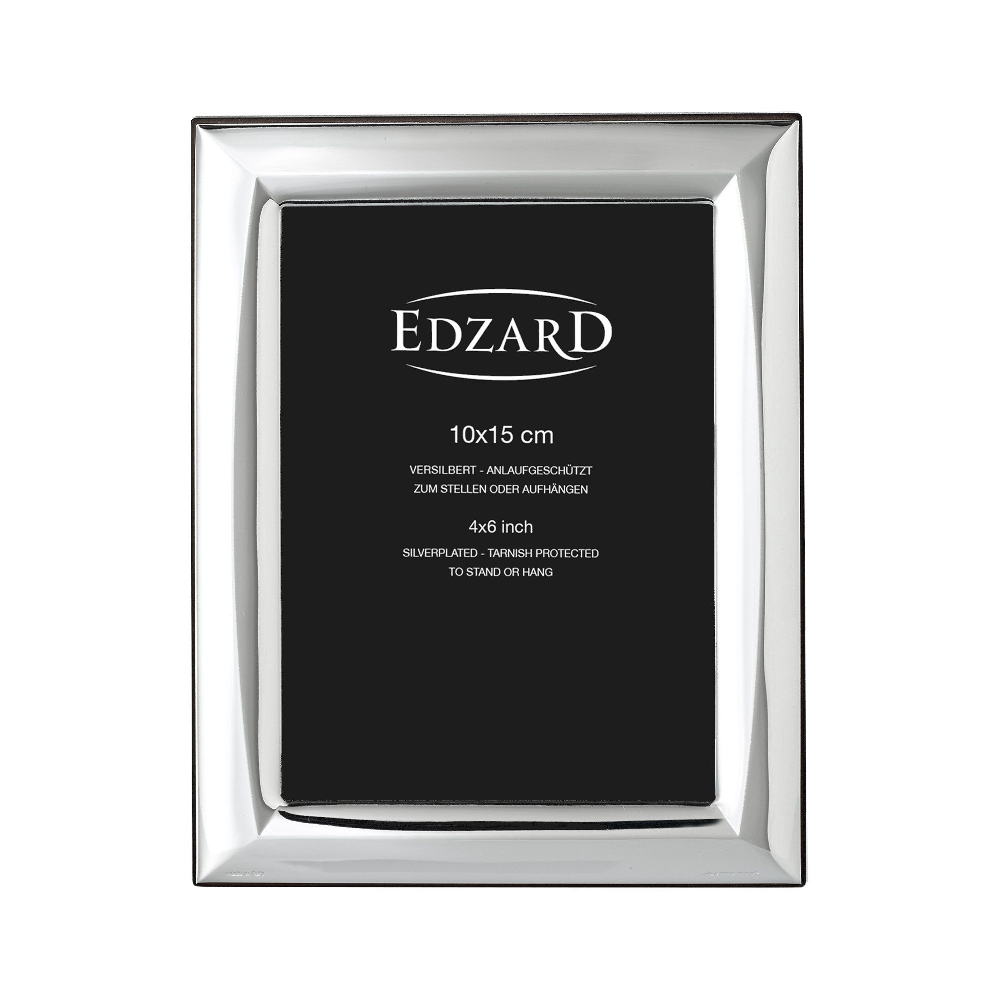 EDZARD Bilderrahmen Serino, für 10x15 cm Foto, edel versilbert & anlaufgeschützt, Holzdekor-Rücken