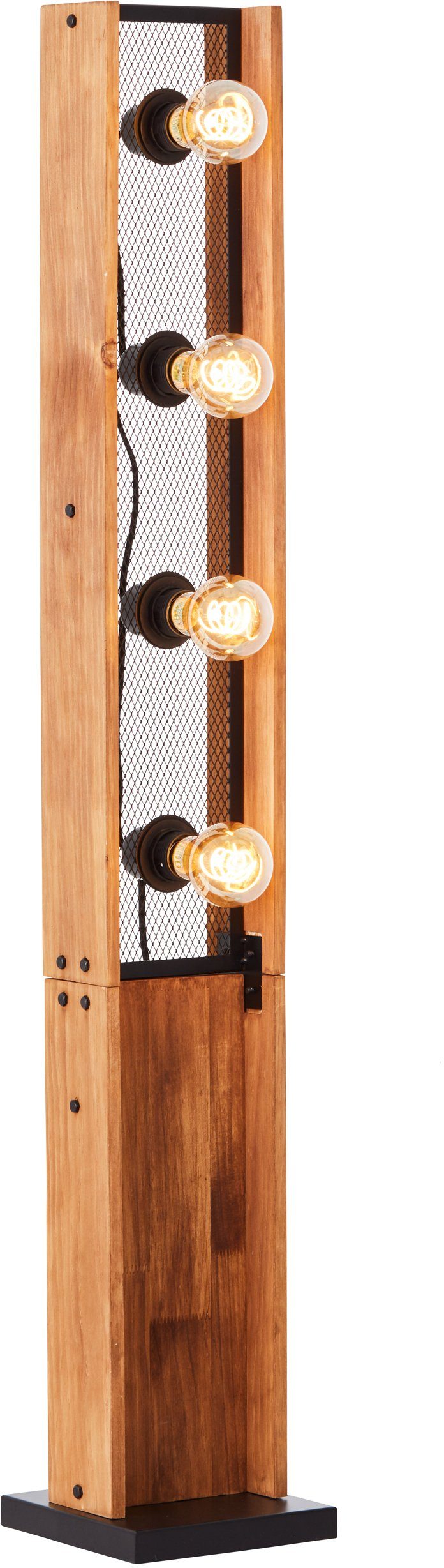 Brilliant Leuchtmittel, Stehlampe Calandra, 20 20 4 x cm, x 125,5 E27, schwarz/holz ohne x Metall/Holz,