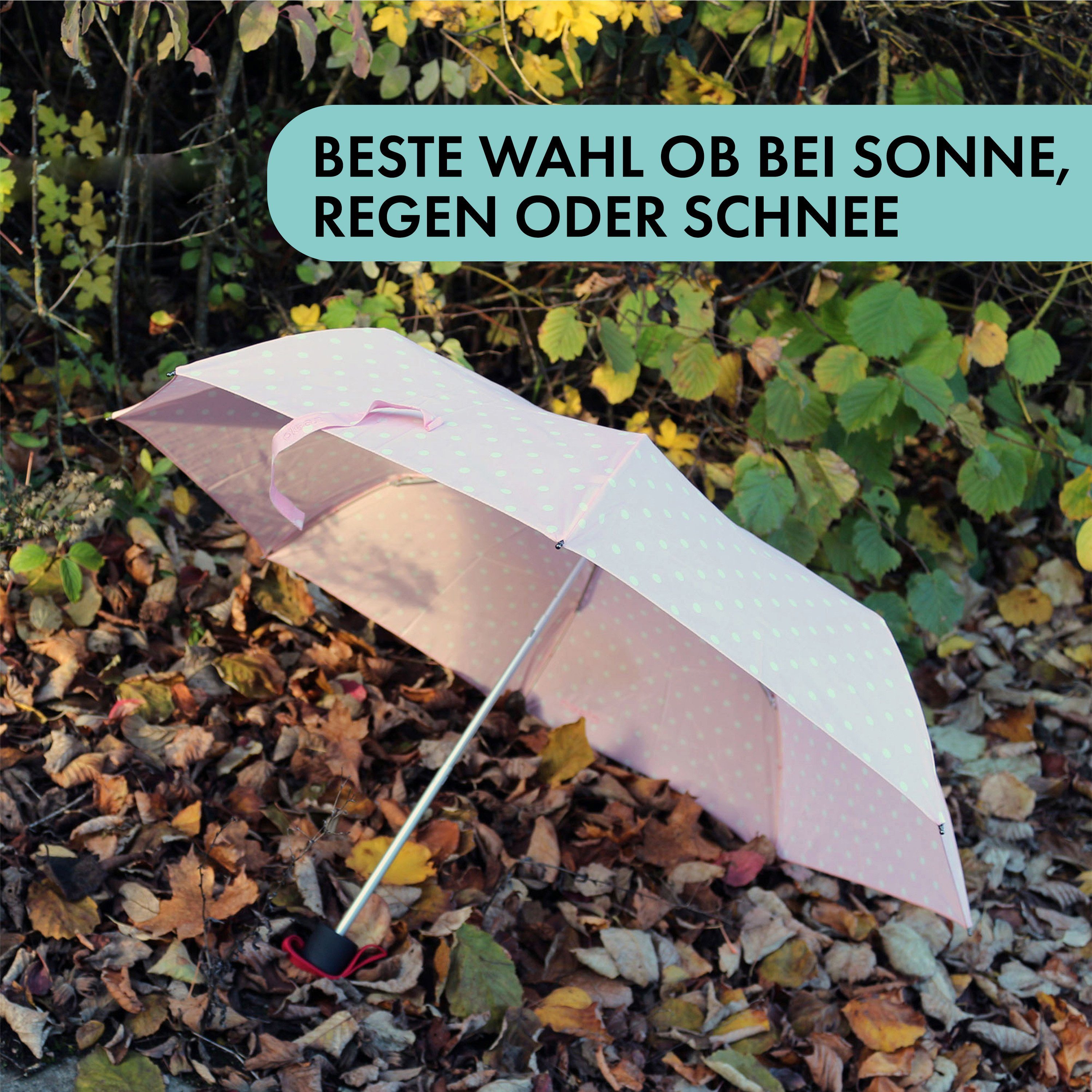 Olsen Taschenregenschirm Kleiner für Regenschirm fröhlichen Rosa in weißen Punkten Farben die Handtasche, mit