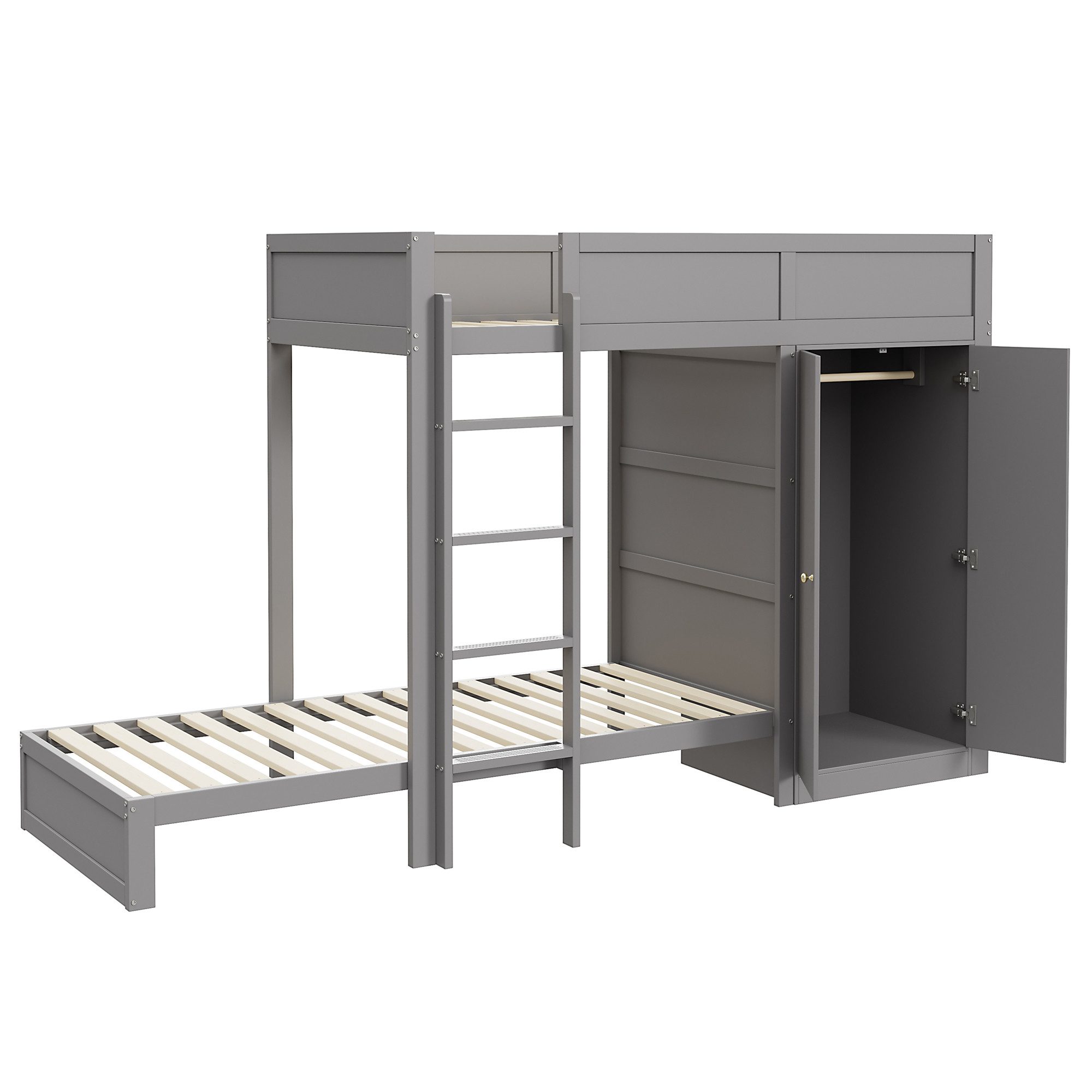 STILVORA Etagenbett 90×200 Jugendbett mit Schrank & hohes Zaun,Kinderbett o günstig online kaufen