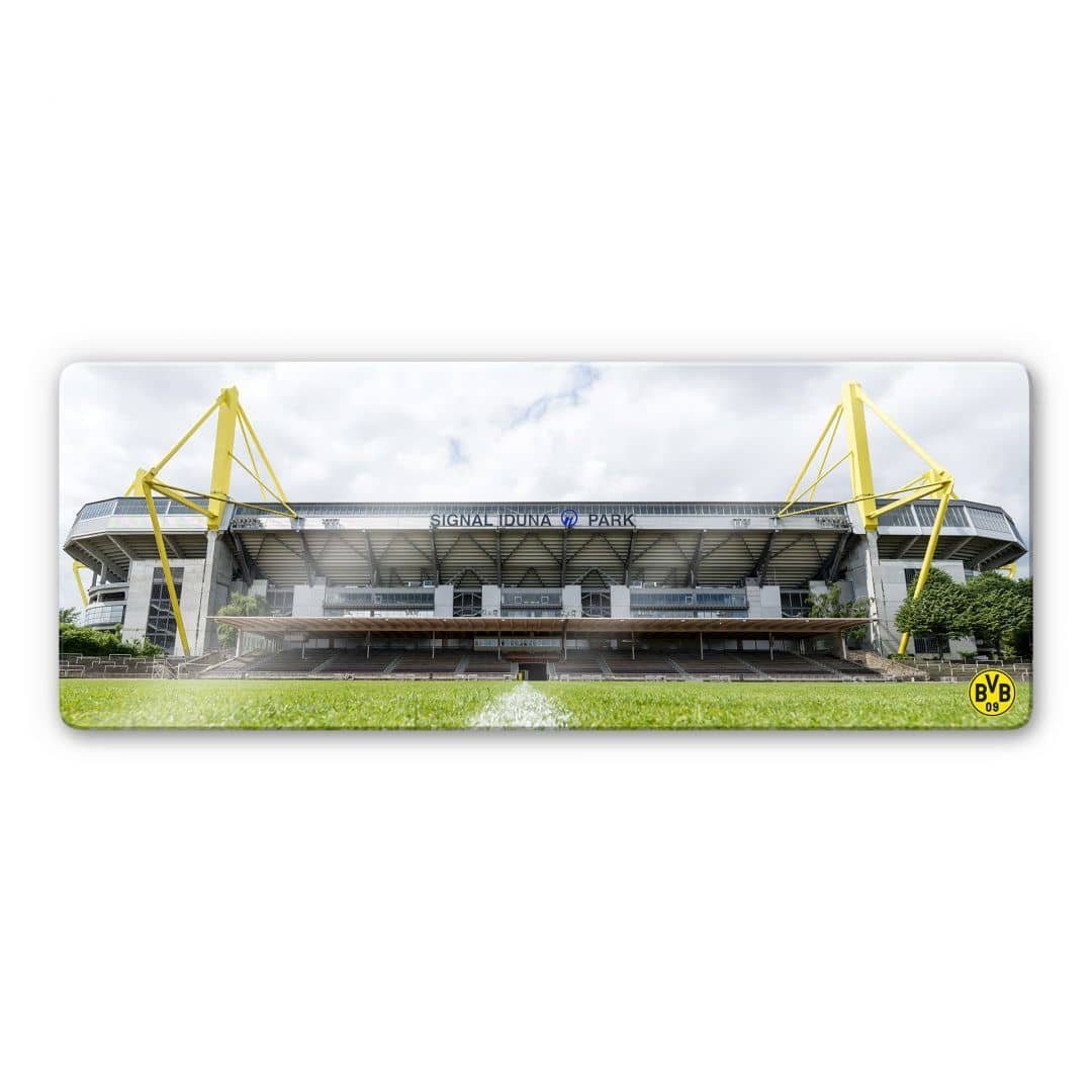 Borussia Dortmund Gemälde Fußball Glasbild Modern BVB Signal Iduna Park bei Tag, Sportverein Deko Bilder
