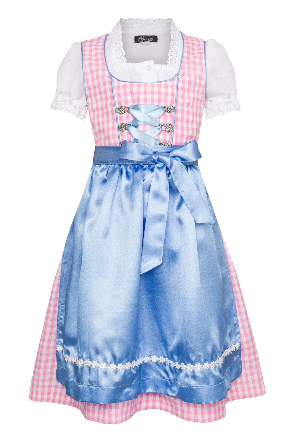 Dirndl Mia kariert rosa blau Kinderdirndl für Mädchen mit Bluse