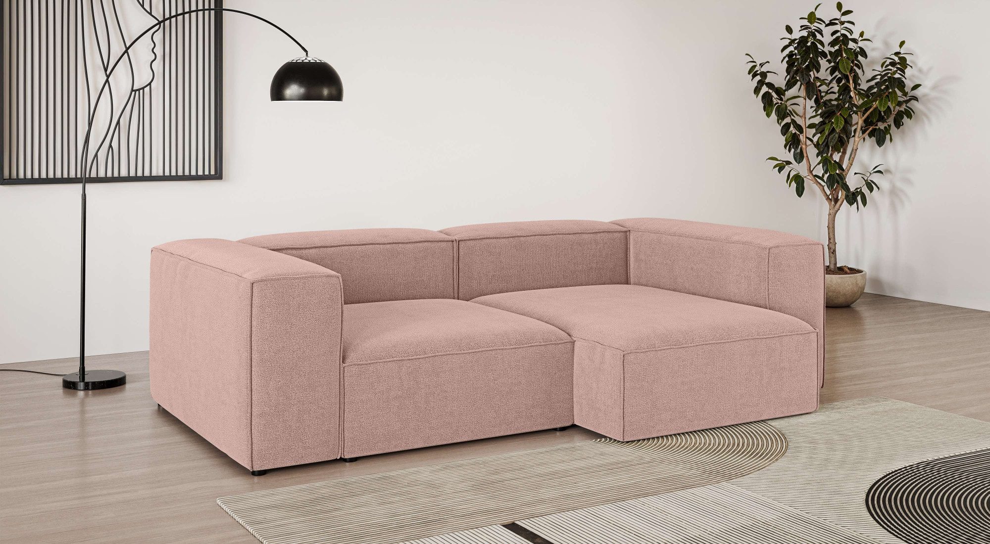 Ecksofa XL HAILY L-Form, Modularsofa extra tief, Maße B/T/H: 260/160/72 cm