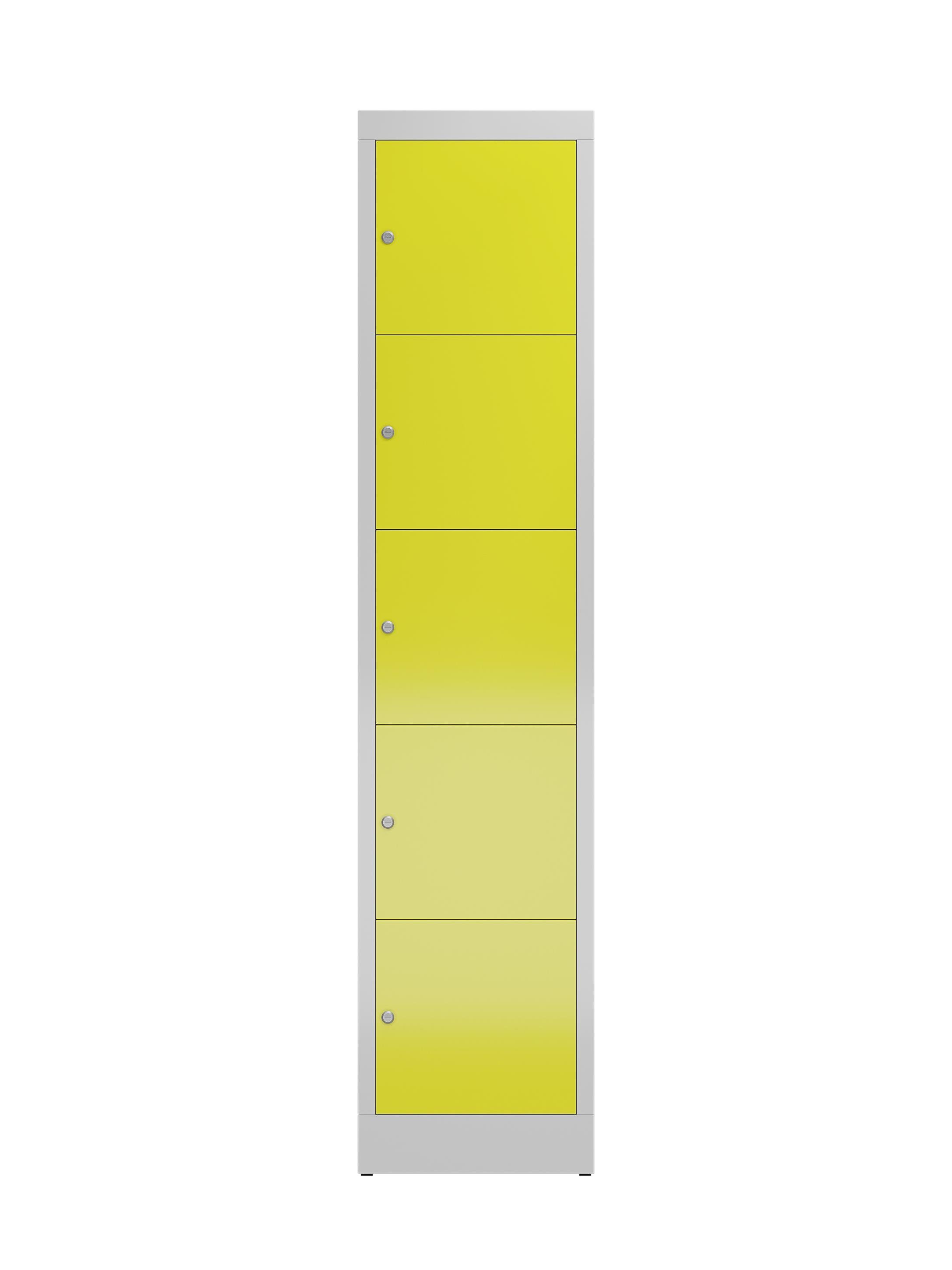 Montage keine 5 Lichtgrau Spindschrank Lichtgrau/ 7035 Türen: komplett Gelb Steelboxx Korpus: | RAL Fächer montiert, Fächerschrank notwendig (1-St) Schließfachschrank