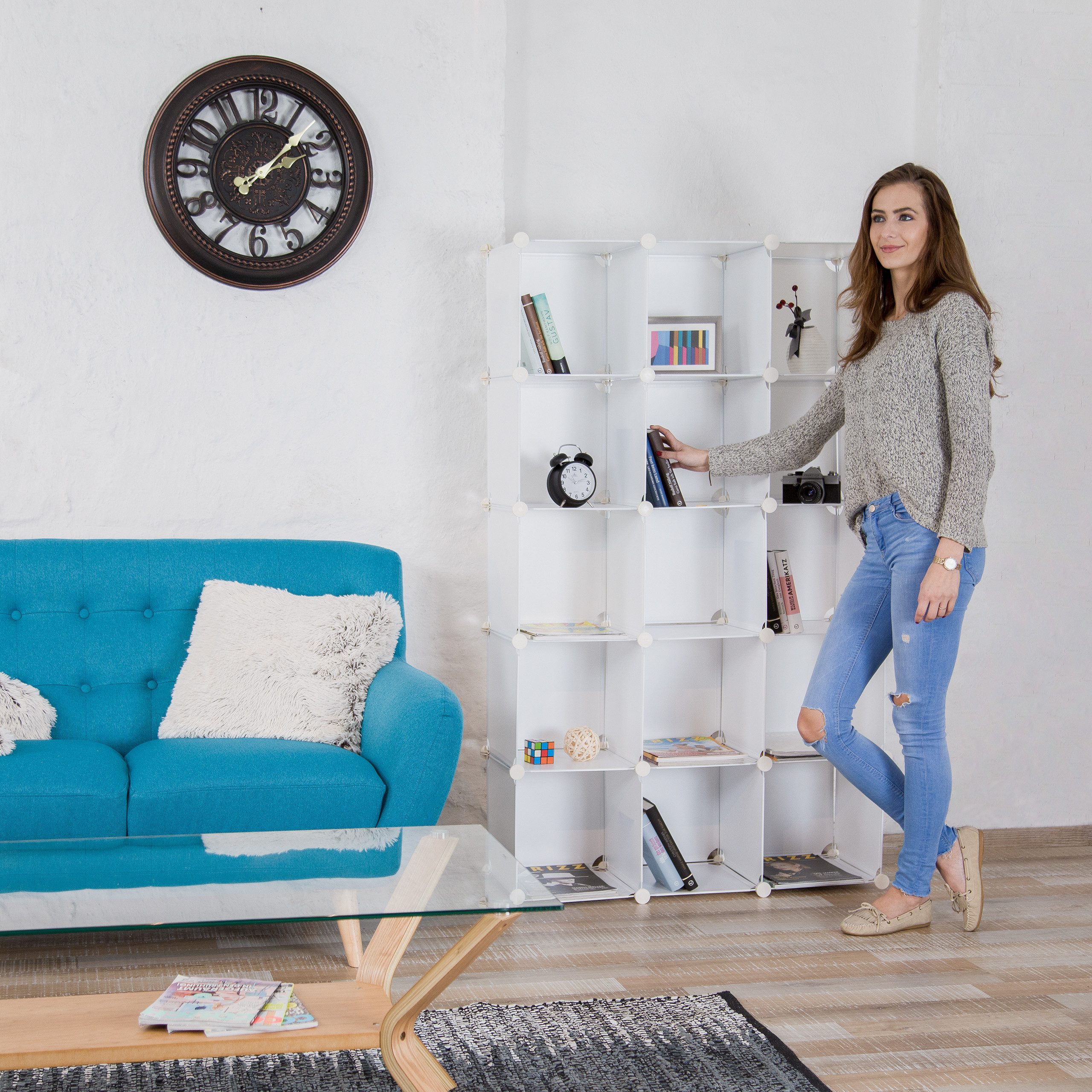 relaxdays Steckregal aus Kunststoff mit 15 günstig online kaufen