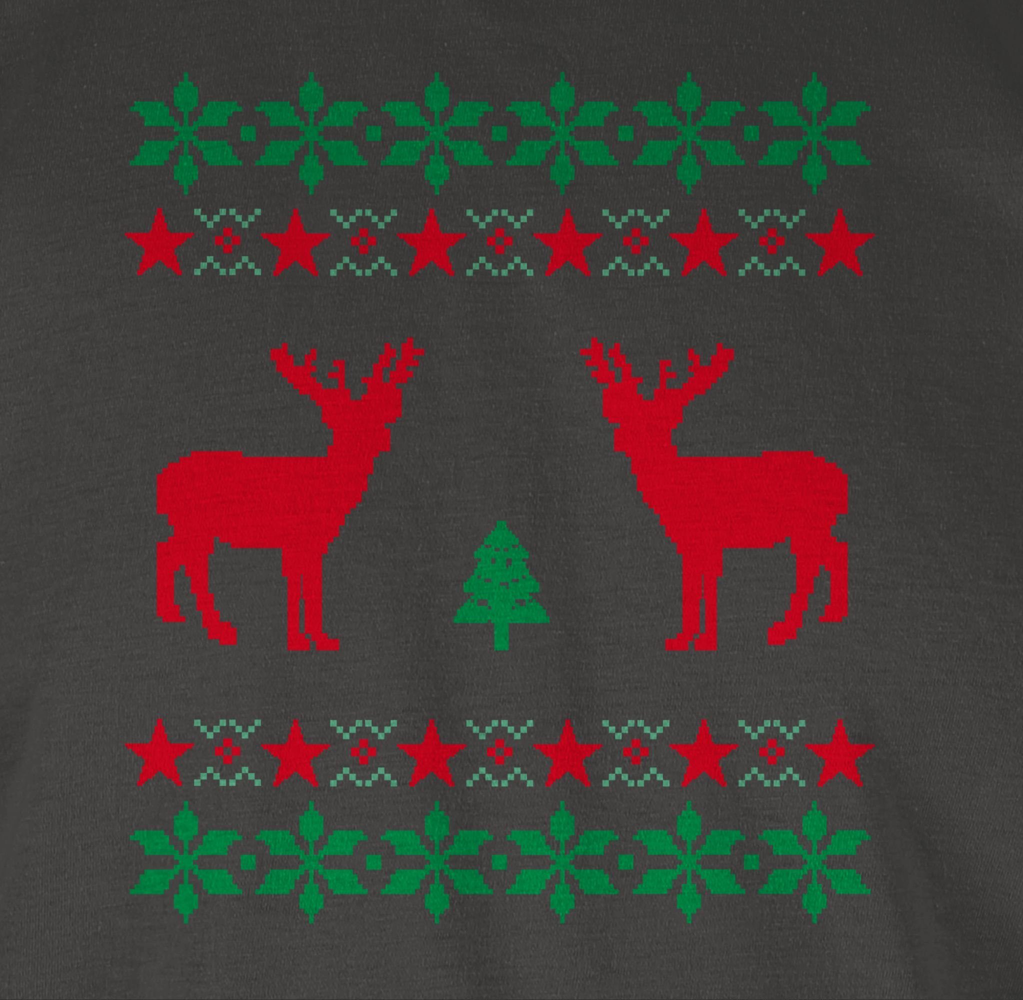 Shirtracer T-Shirt Norweger Pixel Kleidung Rentier Weihachten Weihnachten 3 Dunkelgrau