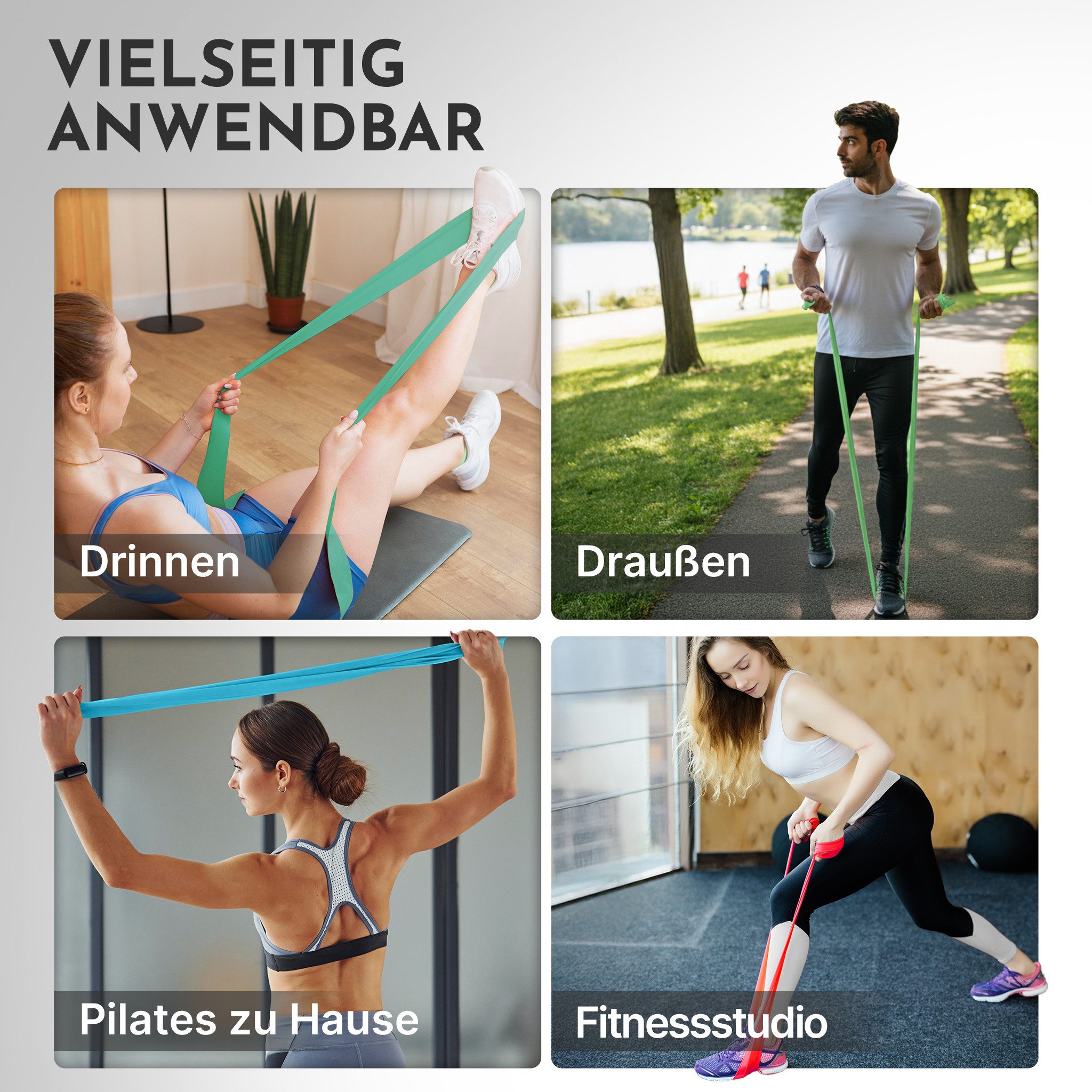 NEOLYMP Physiobänder Widerstandsbänder 15 cm breit - reißfeste Fitnessbänder aus TPE, Flossing Band - elastische Resistance Bands für Krafttraining, Physio