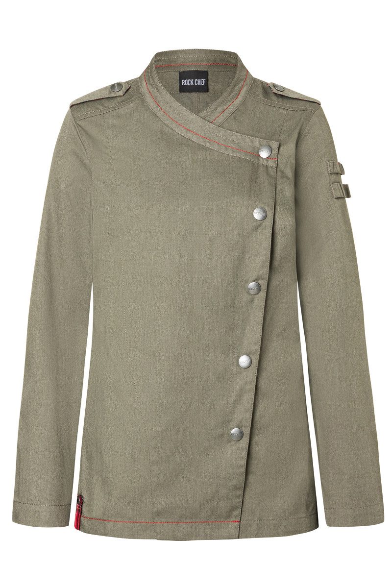 Karlowsky Fashion Kochjacke KARLOWSKY Damen Kochjacke Denim-Style ROCK-CHEF®-Stage2 Moosgrün