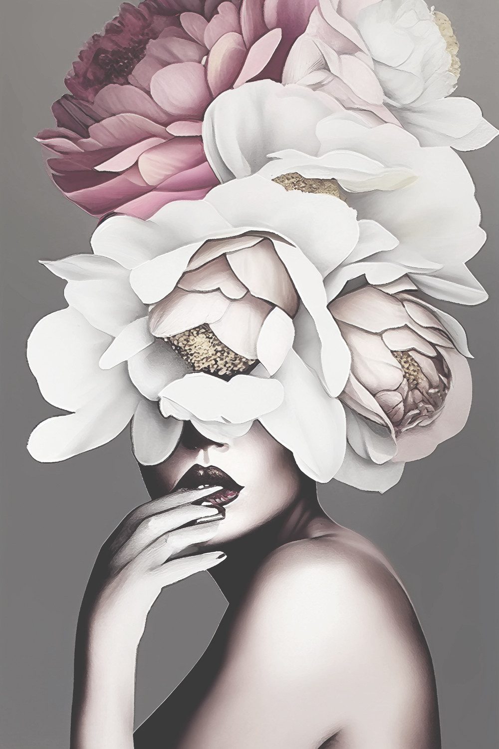 queence Acrylglasbild Frau mit Pfingstrosen im Haar, Abstrakt, Abstrakte, Bilder von Frauen, Blumen, Blumenbilder, Formen, Gemälde, Kunst (1 St), Kunstdruck in Galeriequalität inkl. rückseitigem Aufhängesystem