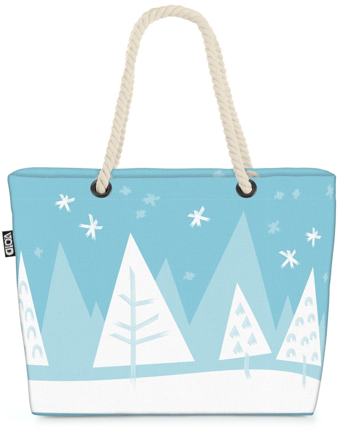 Norwegisch Beach Schneelandschaft Schne Winter (1-tlg), VOID Weihnachten Tannenbaum Bäume Bag Strandtasche