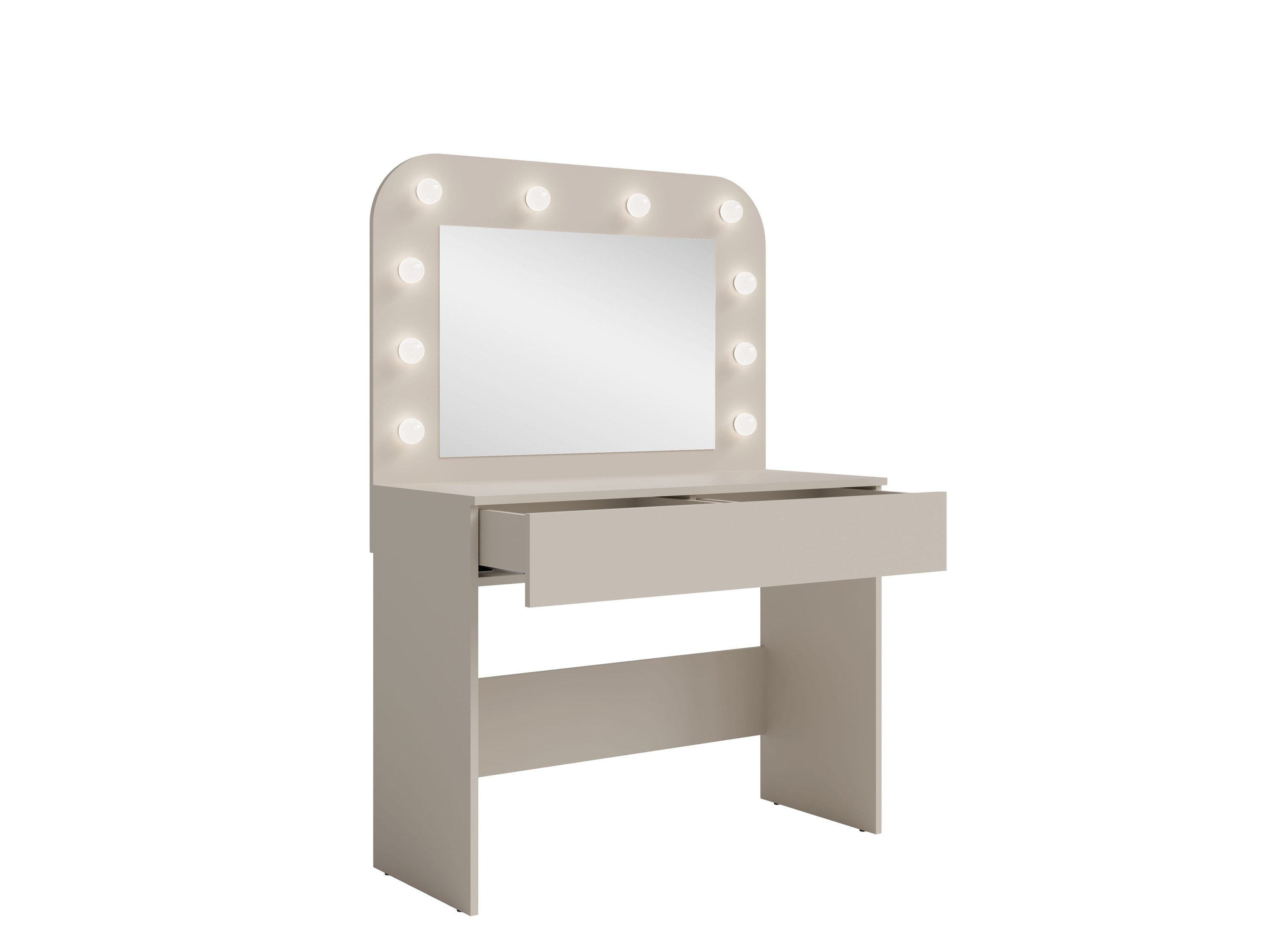 Raumhirsch Furniture Schminktisch Kosmetiktisch, Frisiertisch, Schminkkommode mit Spiegel (Maße: 100,3 x 142,5 x 42,5 cm (Spiegel mit Lichtkugeln, 1 Schublade), – Bild 4 von 5