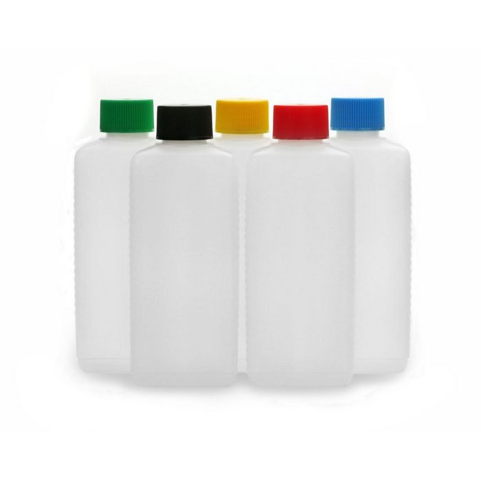OCTOPUS Kanister 5 Plastikflaschen 250 ml eckig aus HDPE natur G25 Deckel je 1x (5 St)