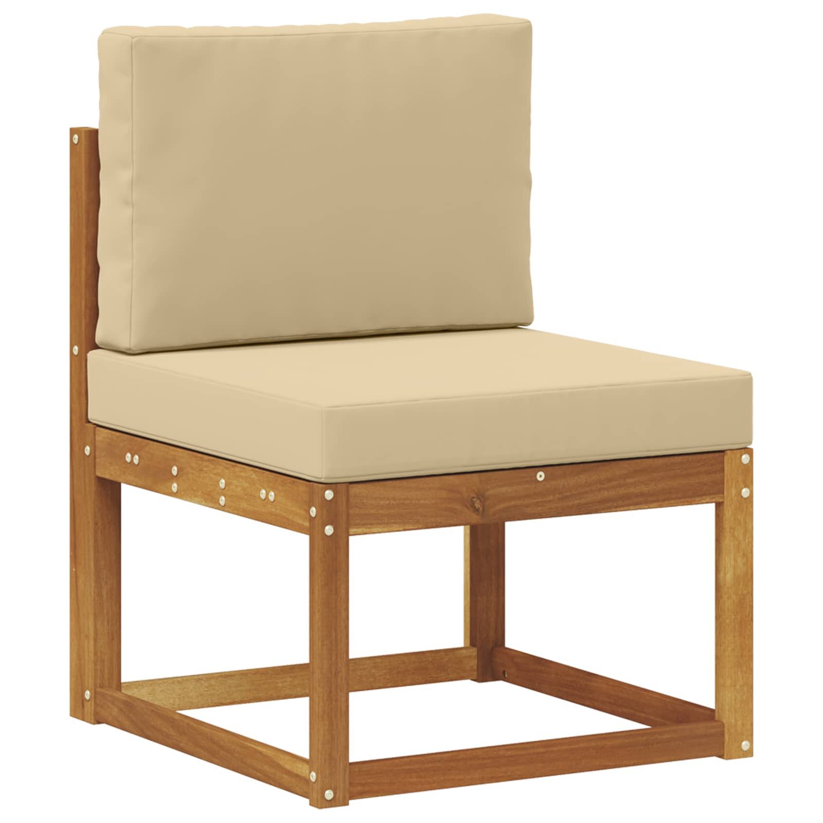 vidaXL Garten-Essgruppe 59 x 59 x 37 cm Outdoor-Sofagarnitur 6 pcs Natur und Beige Massivholz
