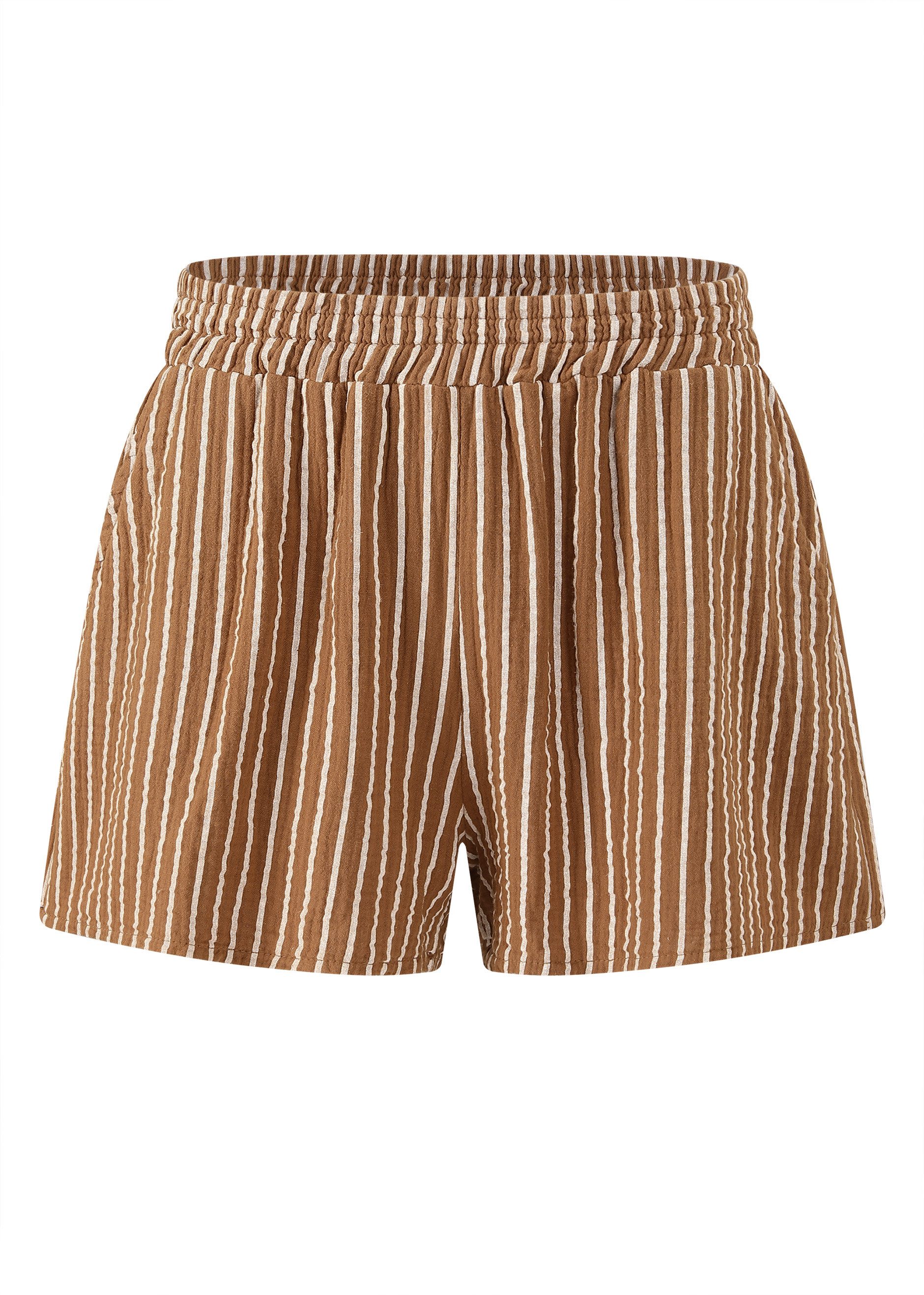 SASSYCLASSY Shorts Musselin Sommer Hose Damen kurz mit Streifenmuster Gestr günstig online kaufen